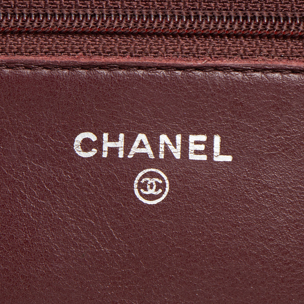 Chanel Striated Patent Leather Classic Wallet on Chain