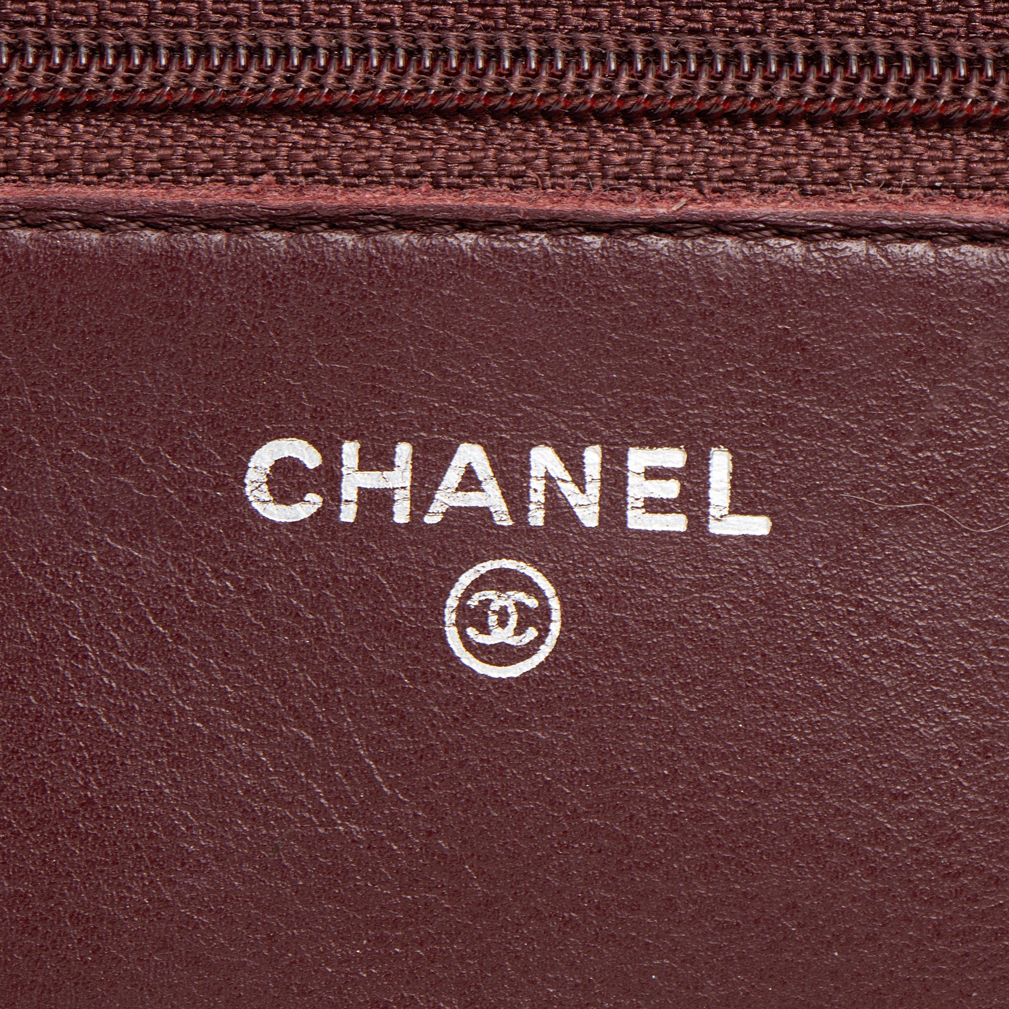 Chanel Striated Patent Leather Classic Wallet on Chain