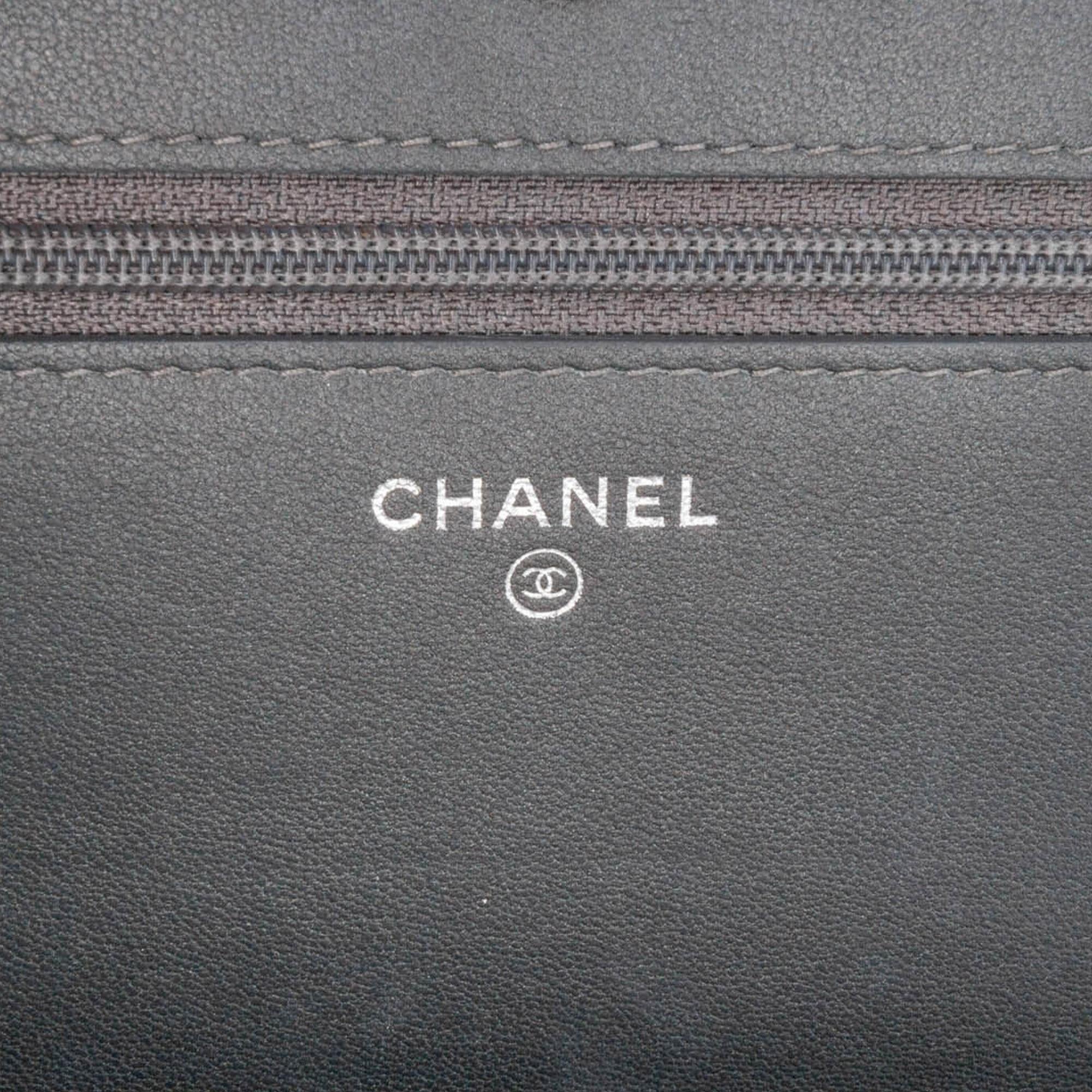 Chanel Studded Lambskin Camellia Wallet On Chain
