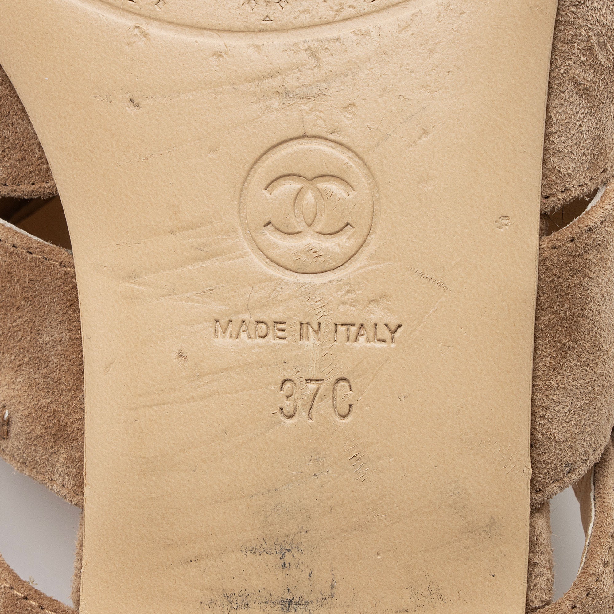 Chanel Suede CC Chain Slide Sandals - Size 7C / 37C (SHF-m1FWC5)