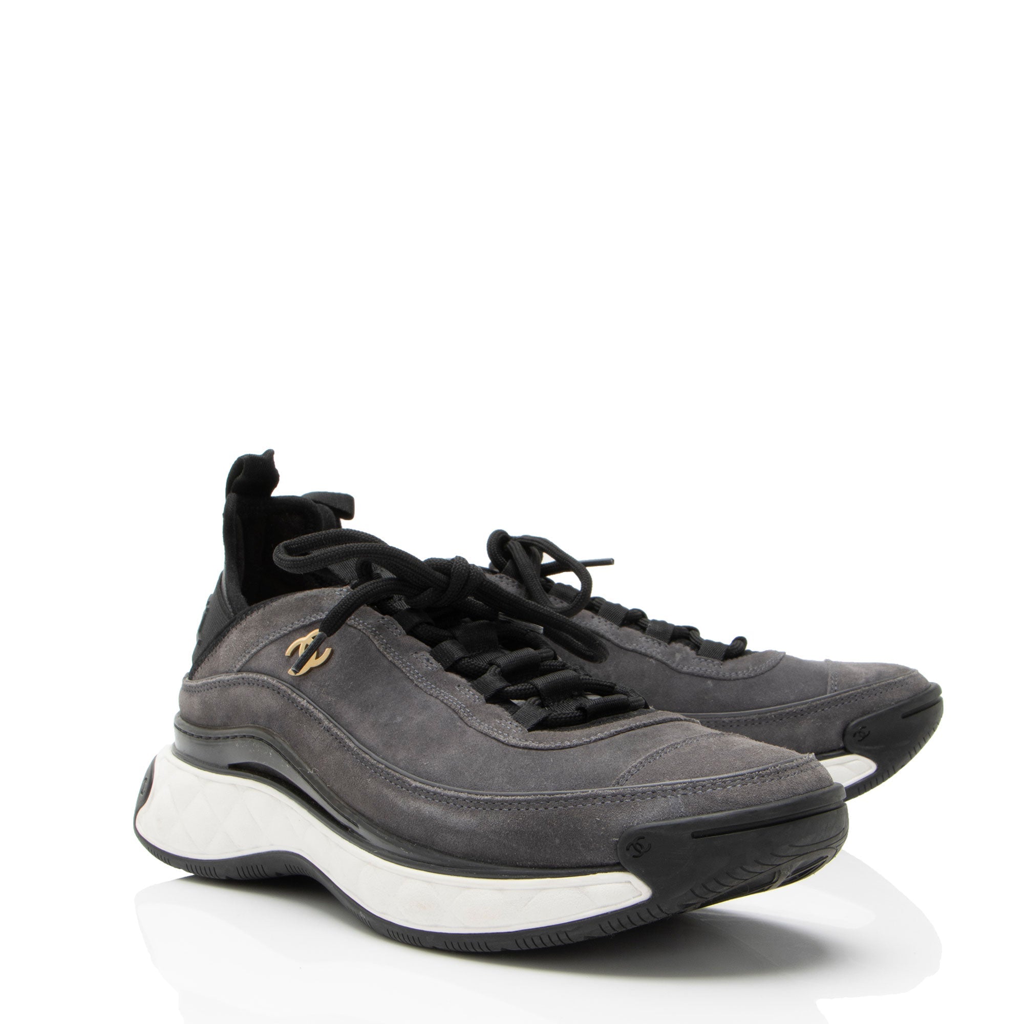 Chanel Suede CC Sneakers - Size 10 / 40