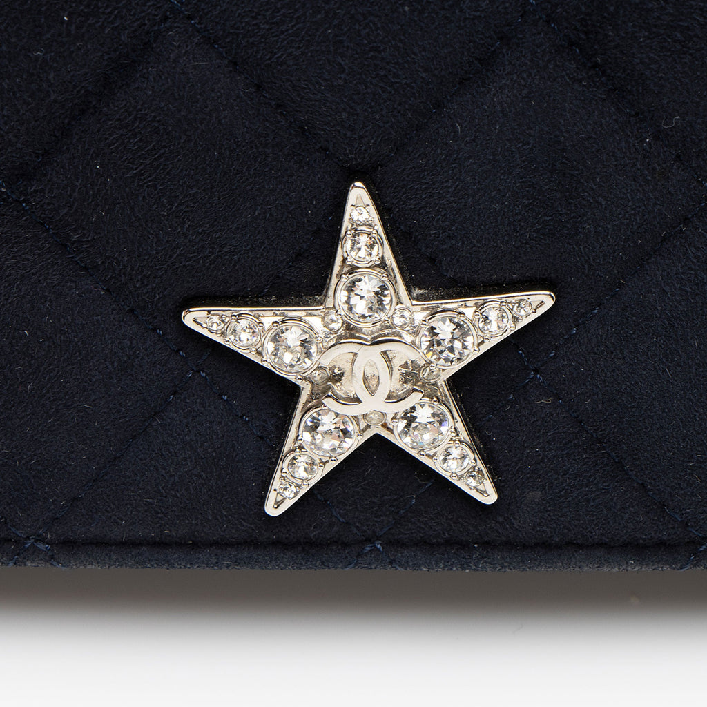 Chanel Suede Crystal Cocostellar Wallet on Chain
