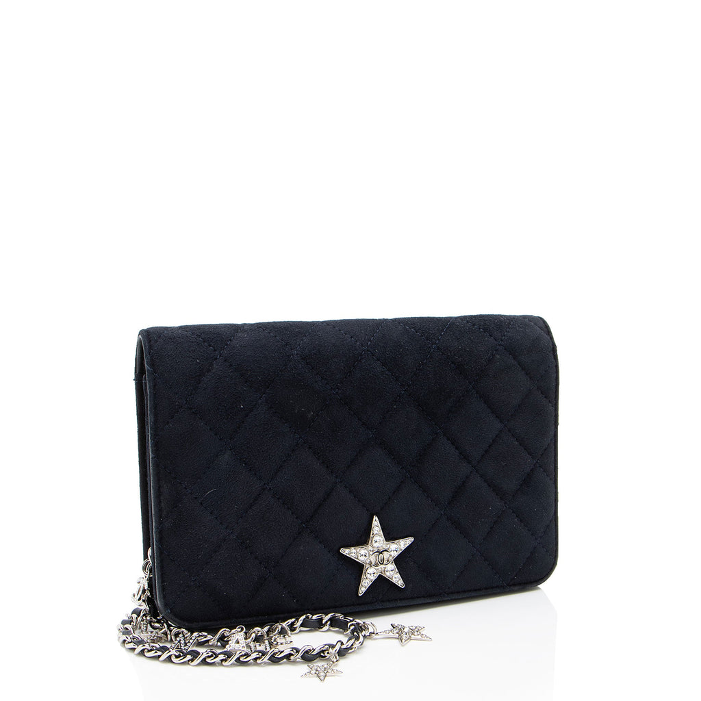 Chanel Suede Crystal Cocostellar Wallet on Chain