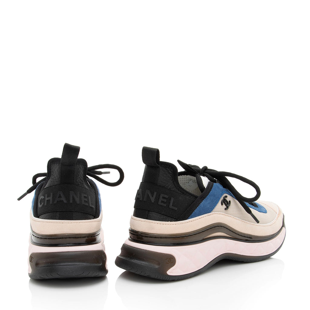 Chanel Suede Mesh CC Cap Toe Sneakers - Size 10 / 40