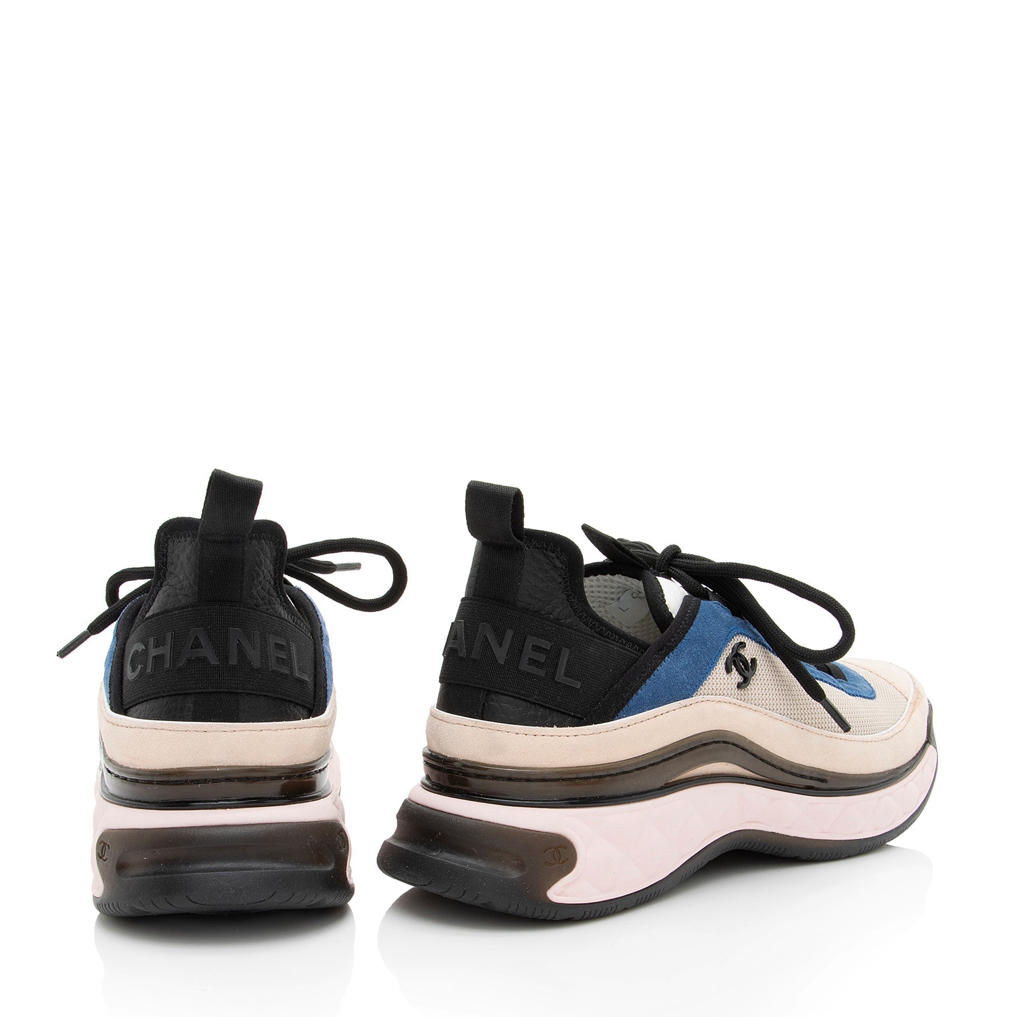 Chanel Suede Mesh CC Cap Toe Sneakers - Size 10 / 40