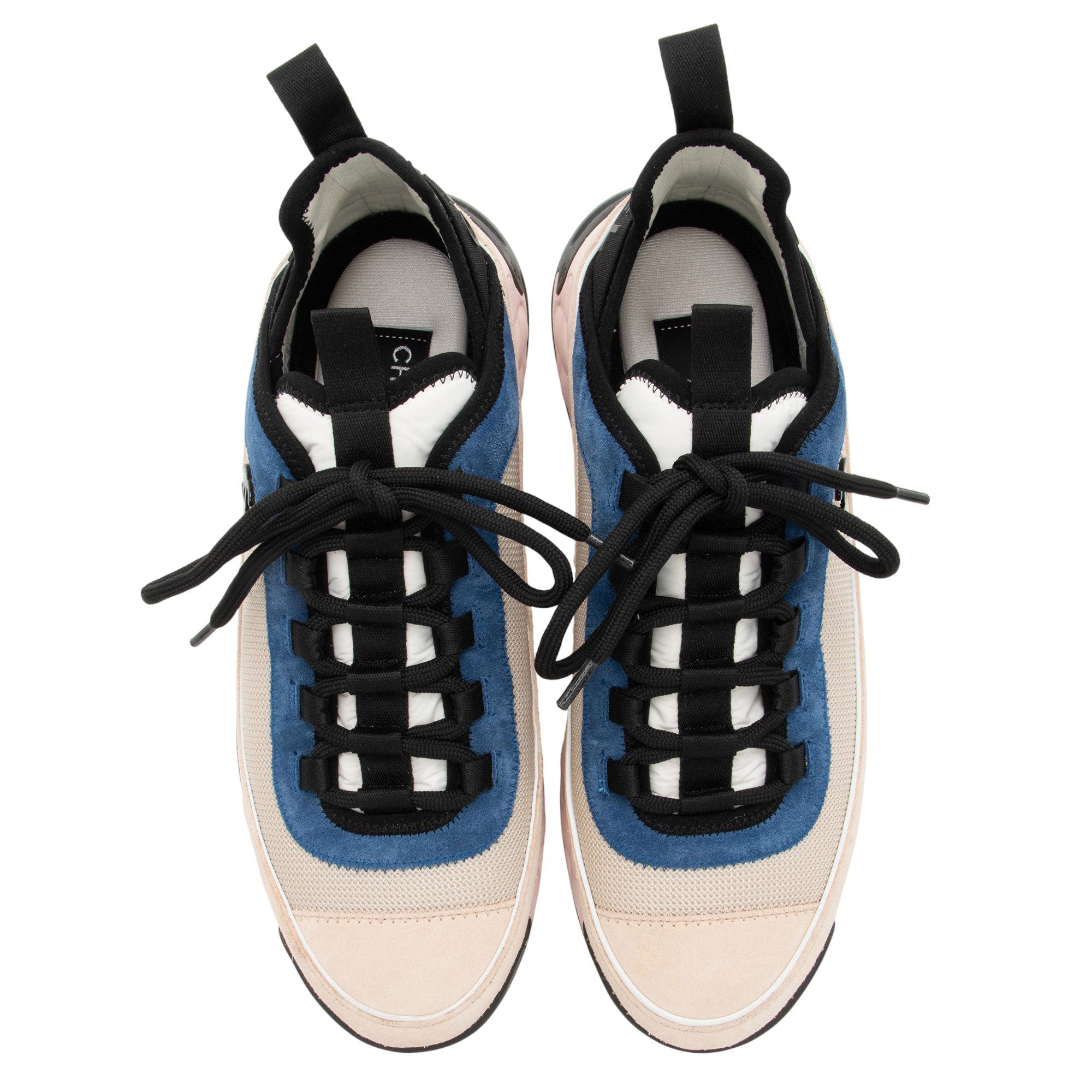 Chanel Suede Mesh CC Cap Toe Sneakers - Size 10 / 40