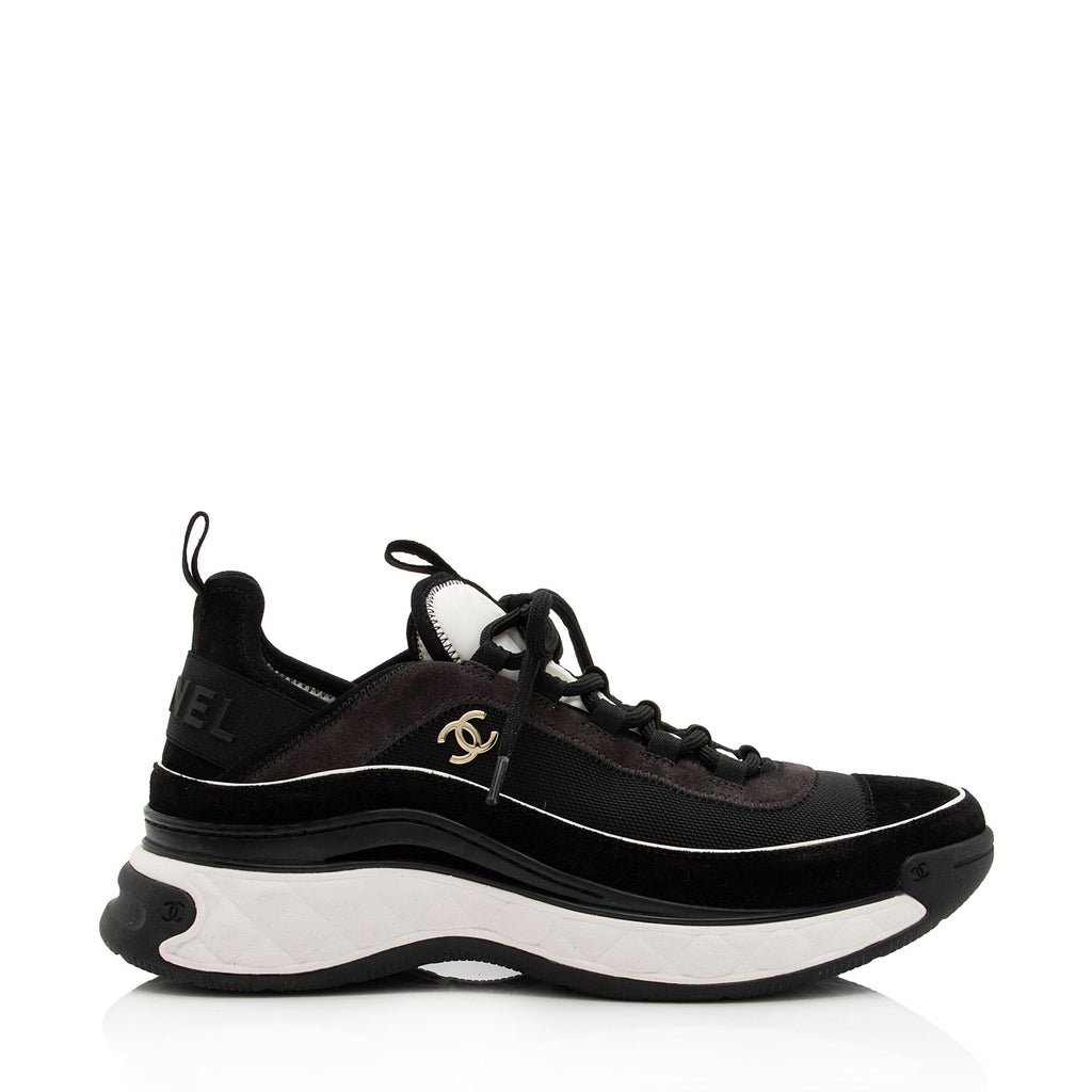 Chanel Suede Mesh CC Cap Toe Sneakers - Size 10.5 / 40.5 (SHF-ASezZ0)