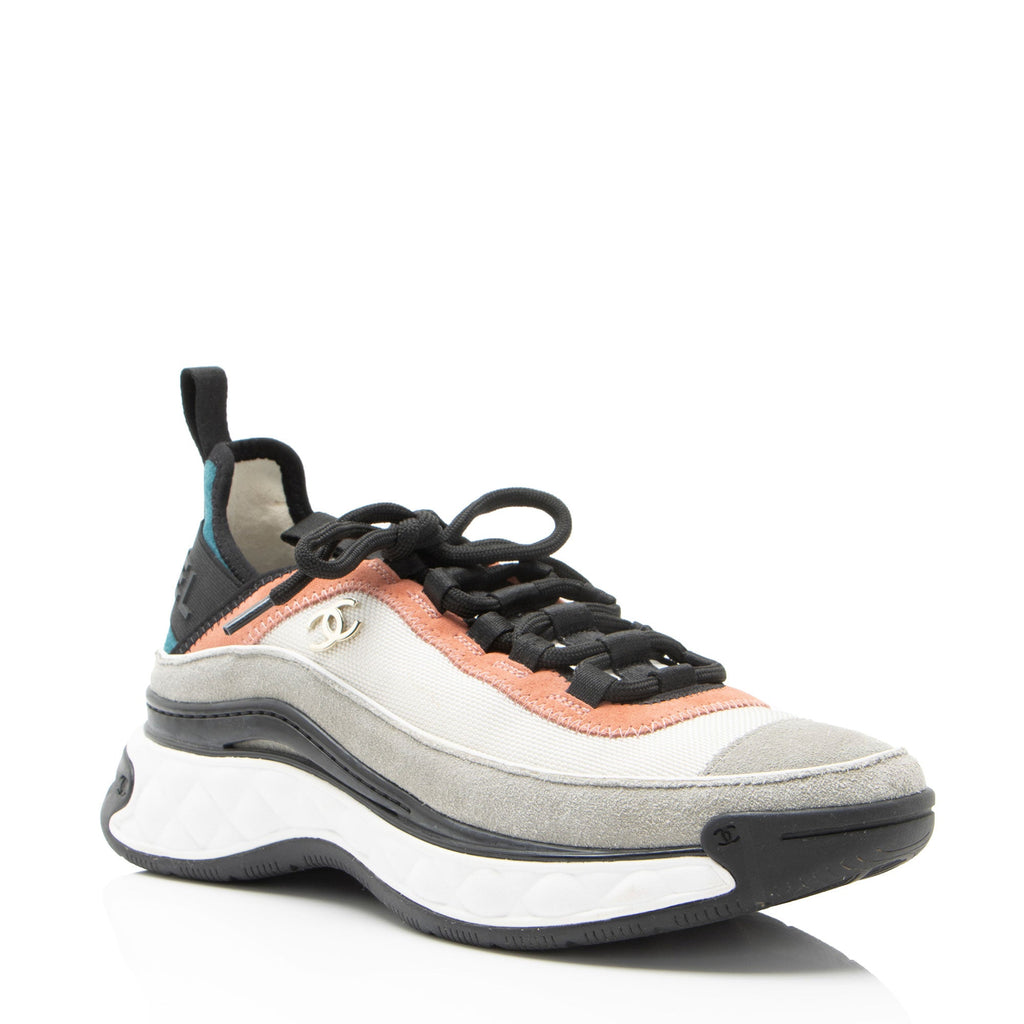 Chanel Suede Mesh CC Cap Toe Sneakers - Size 7.5 / 37.5