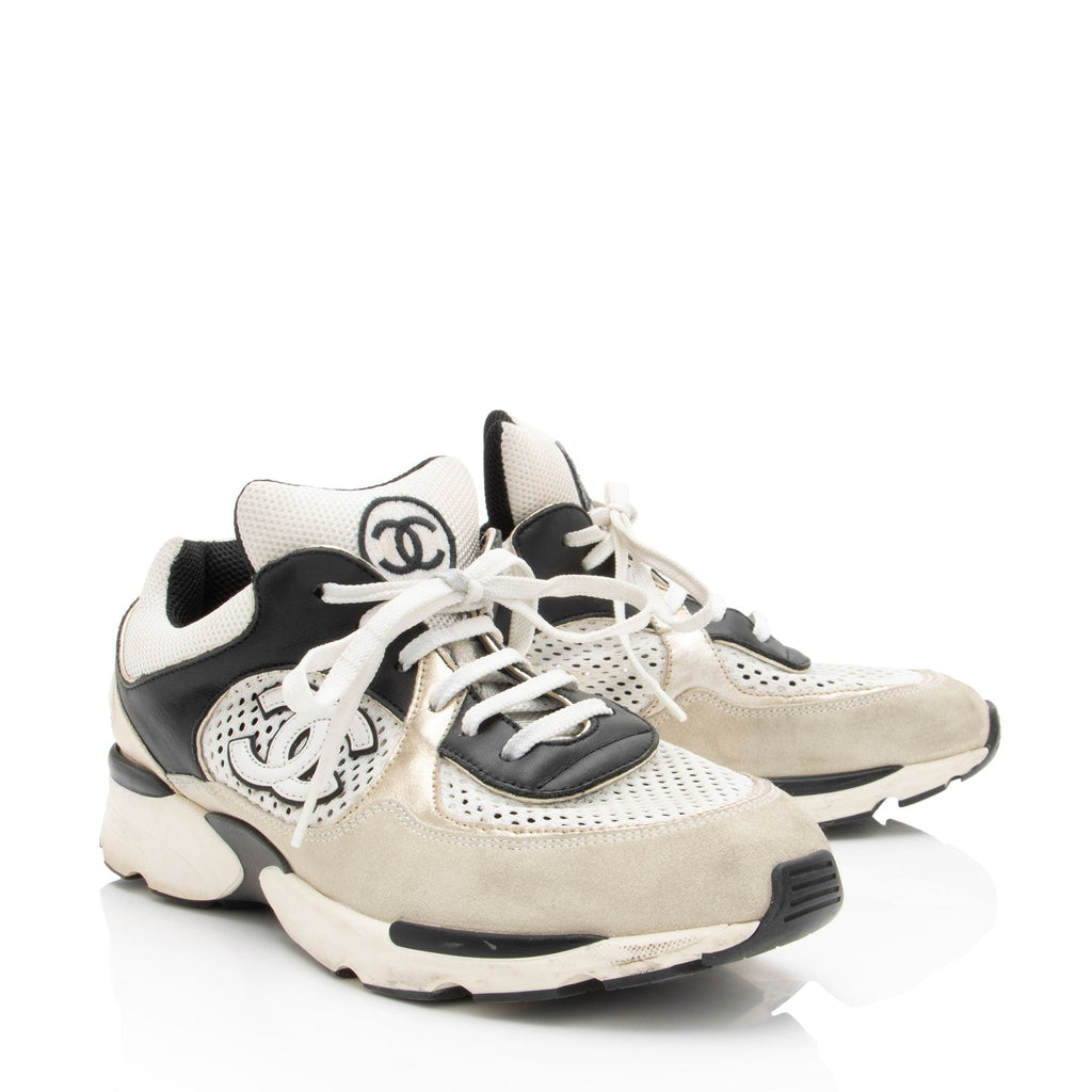 Chanel Suede Mesh CC Sneakers - Size 9 / 39
