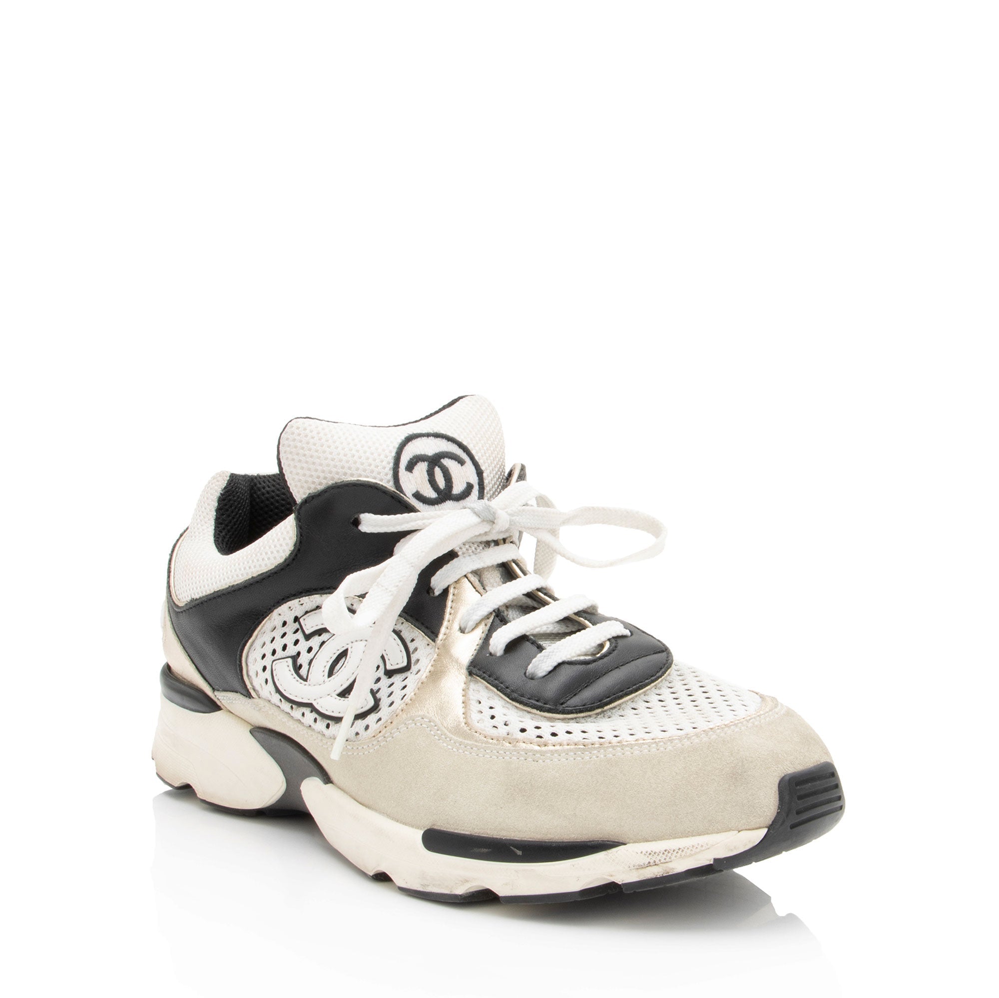 Chanel Suede Mesh CC Sneakers - Size 9 / 39