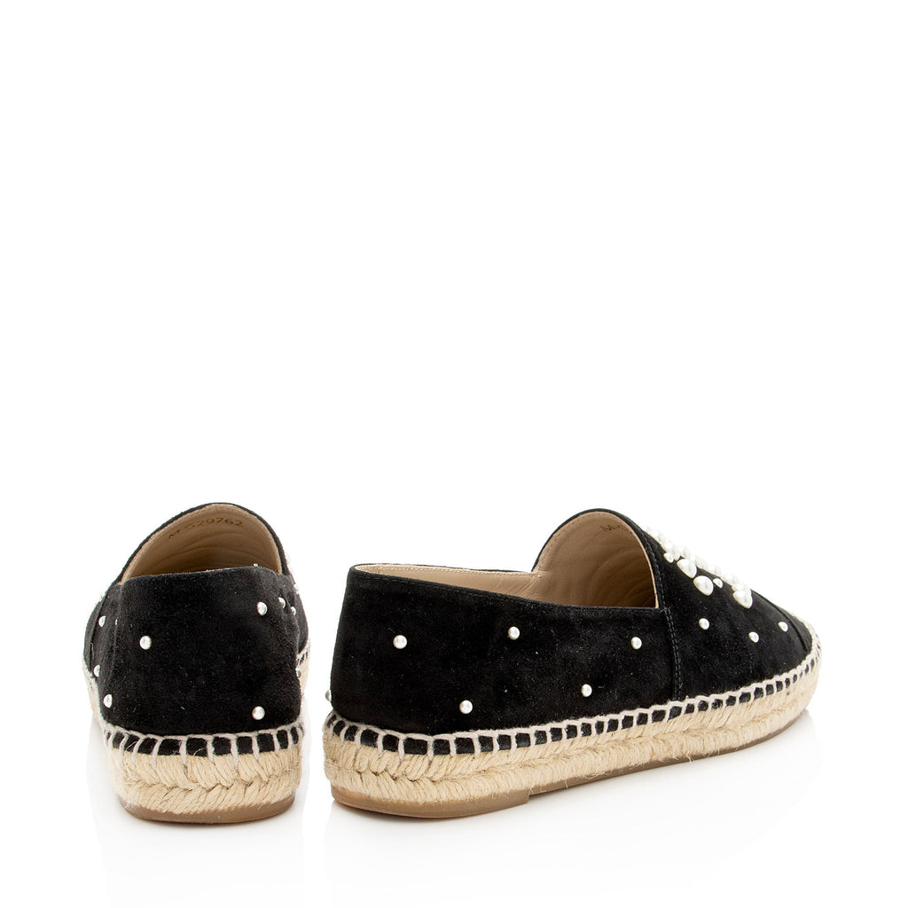 Chanel Suede Pearl CC Espadrilles - Size 8 / 38