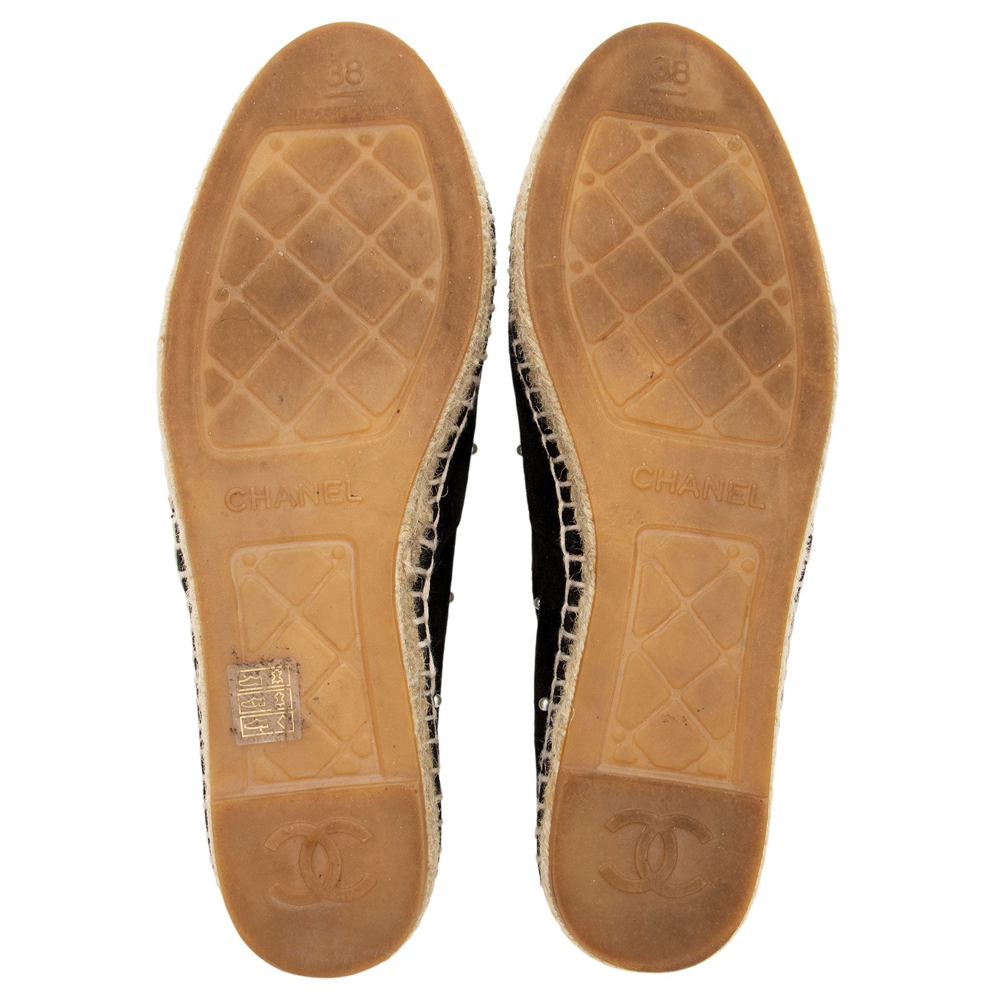 Chanel Suede Pearl CC Espadrilles - Size 8 / 38