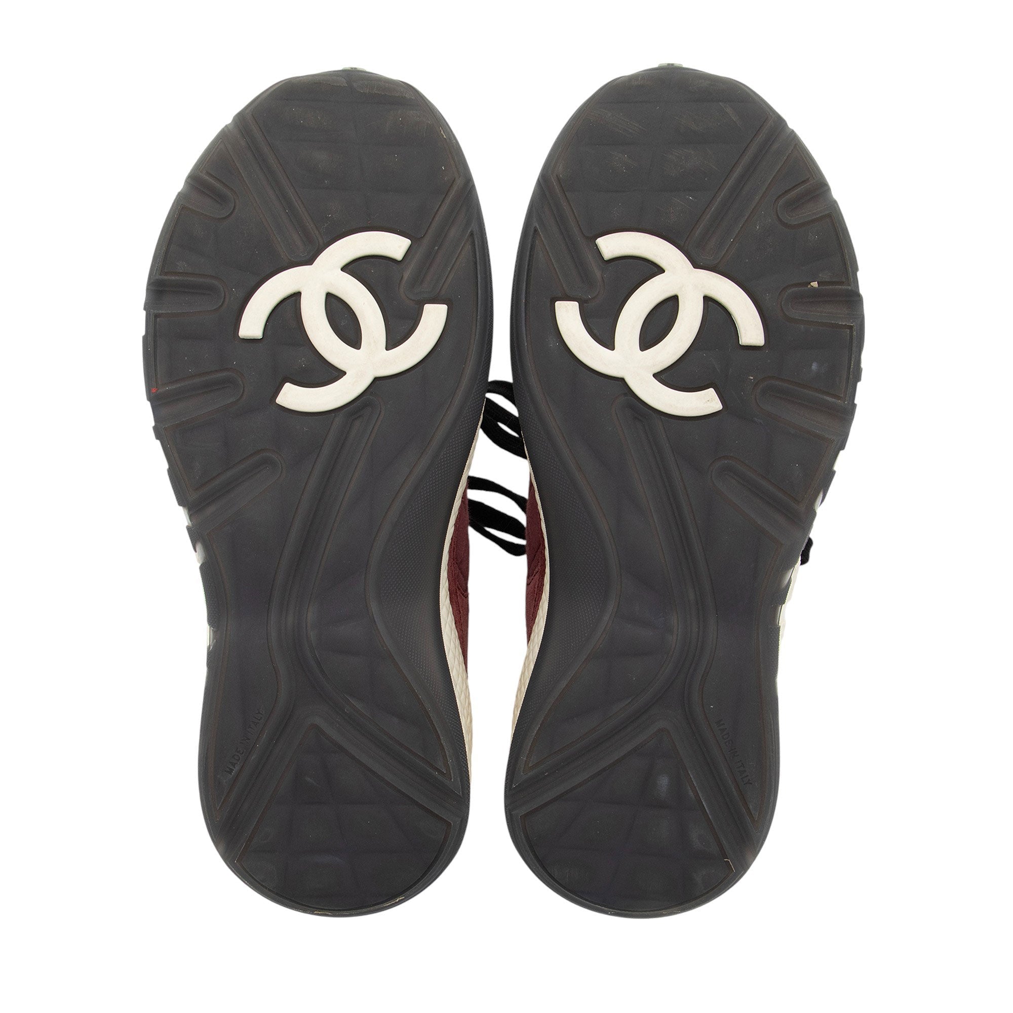 Chanel Suede Tweed CC Sneakers - Size 7.5 / 37.5