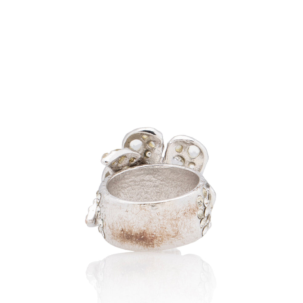 Chanel Swarovski Crystal CC Camellia Ring - Size 7 (SHF-0leEV6)