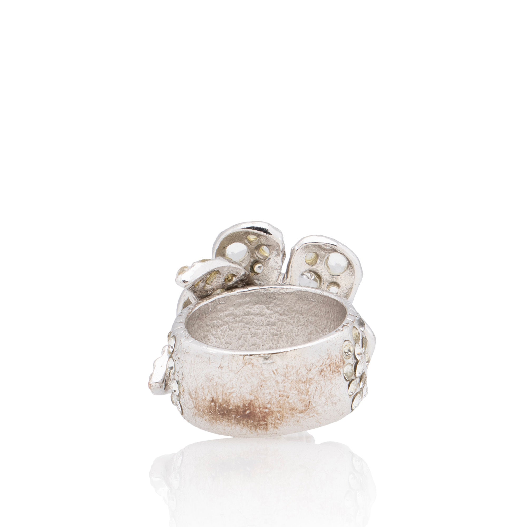 Chanel Swarovski Crystal CC Camellia Ring - Size 7 (SHF-0leEV6)