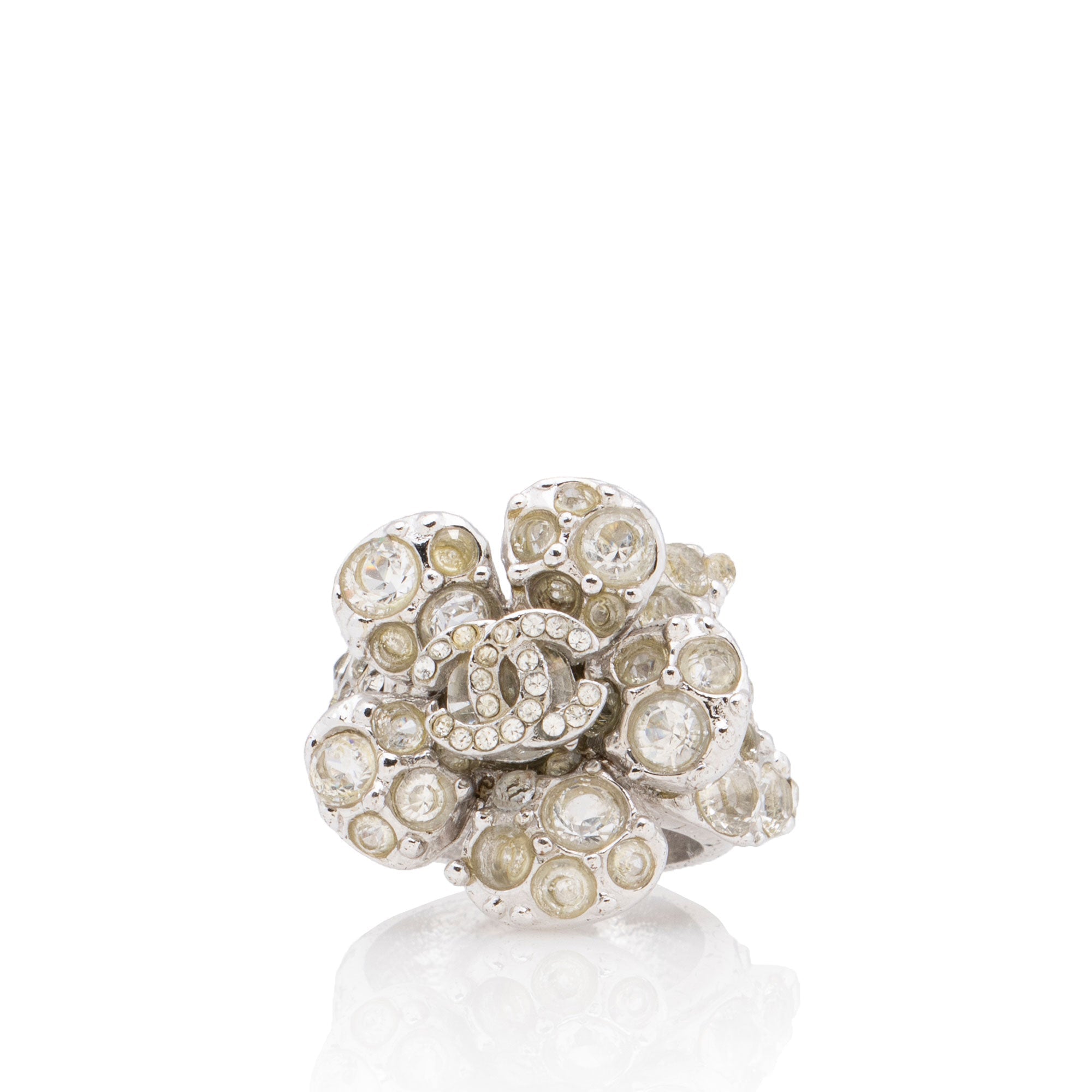 Chanel Swarovski Crystal CC Camellia Ring - Size 7 (SHF-0leEV6)