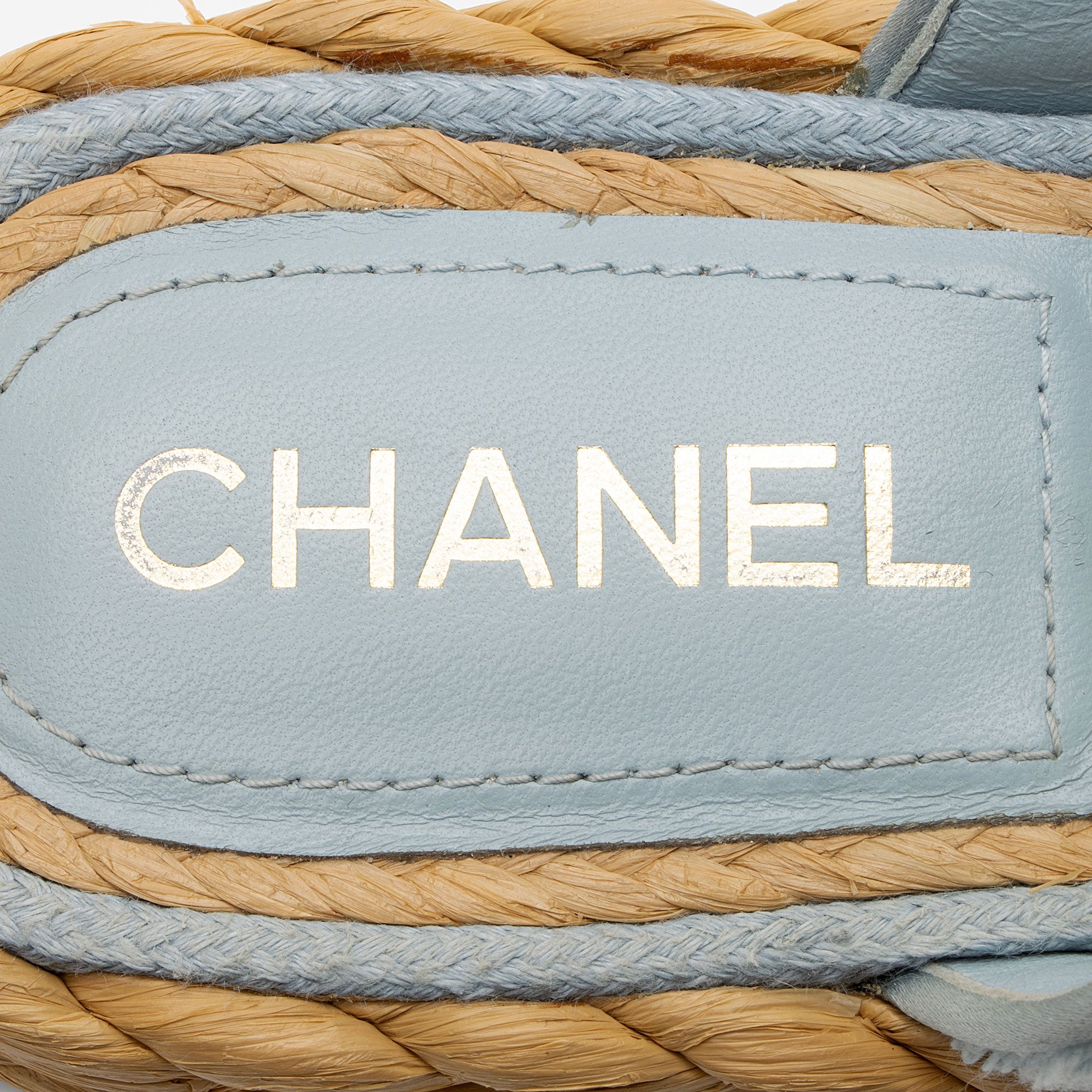 Chanel Terry Cloth Raffia CC Thong Sandals - Size 9 / 39