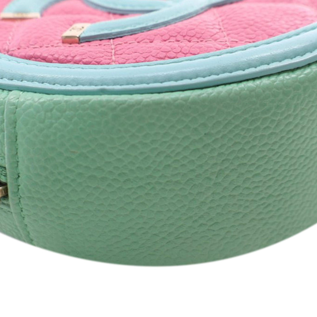 Chanel Tricolor Caviar CC Filigree Round Crossbody