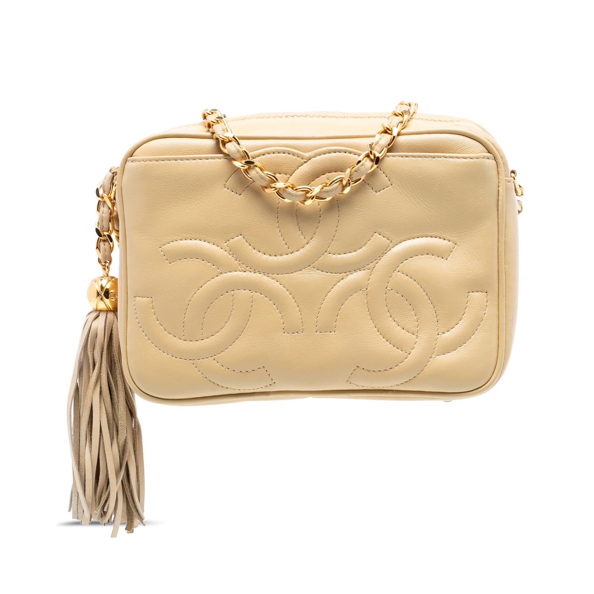 Chanel Triple CC Lambskin Tassel Chain Camera Bag