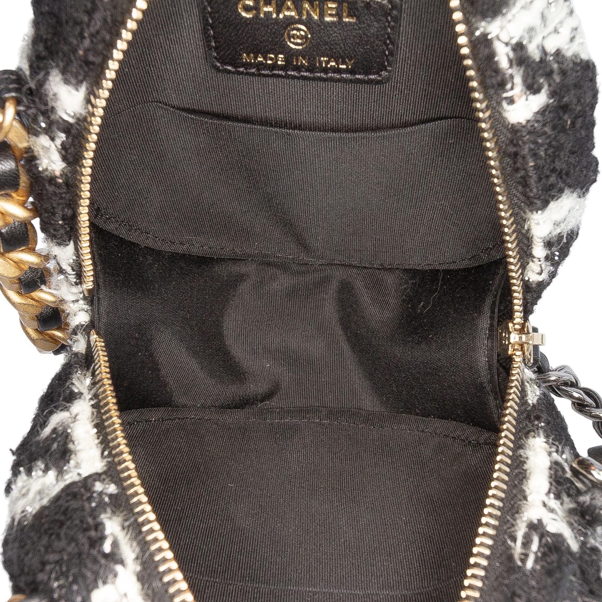 Chanel Tweed 19 Round Clutch with Chain and Coin Purse