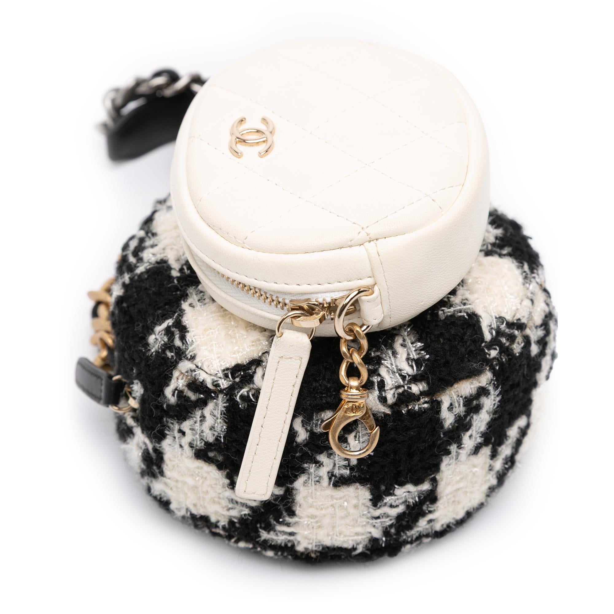 Chanel Tweed 19 Round Clutch with Chain and Coin Purse