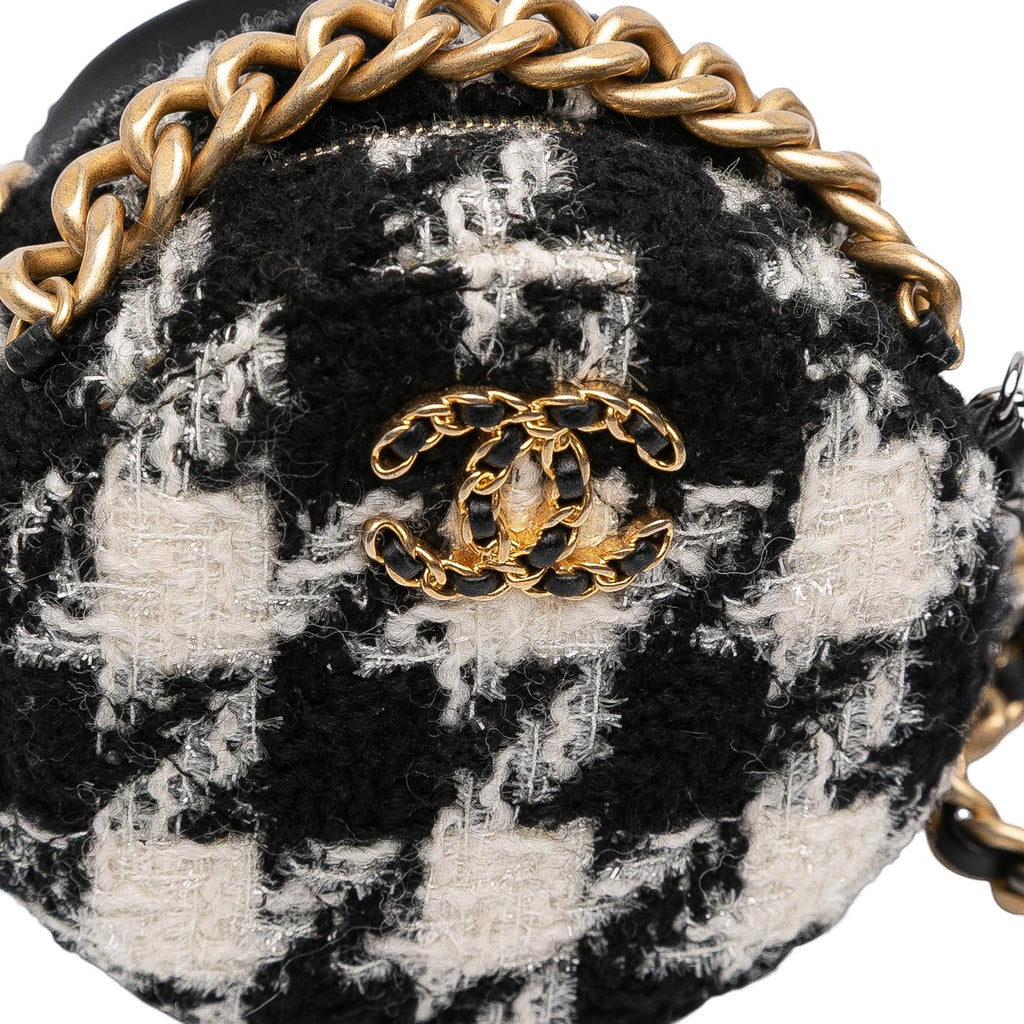 Chanel Tweed 19 Round Clutch with Chain and Coin Purse