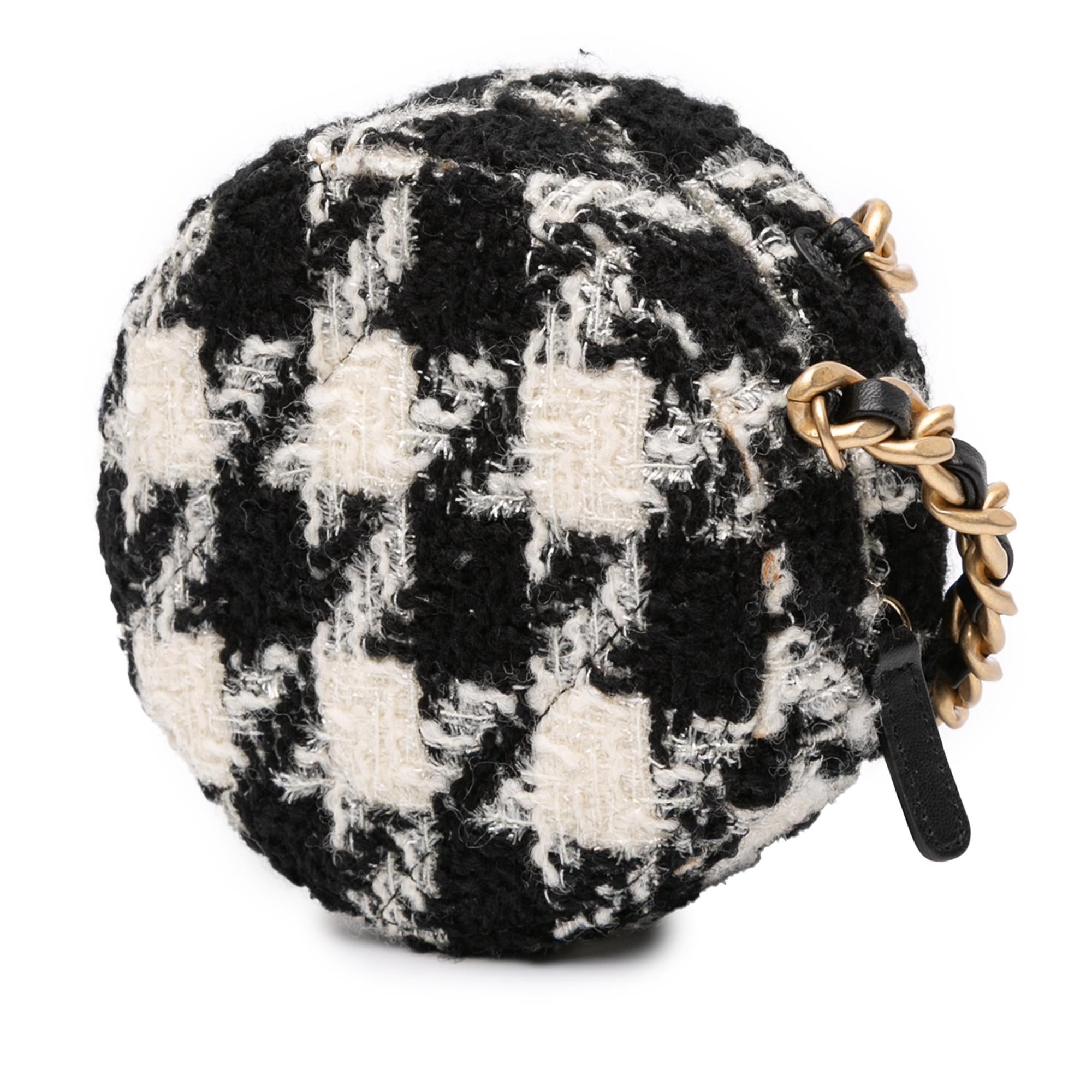 Chanel Tweed 19 Round Clutch with Chain and Coin Purse