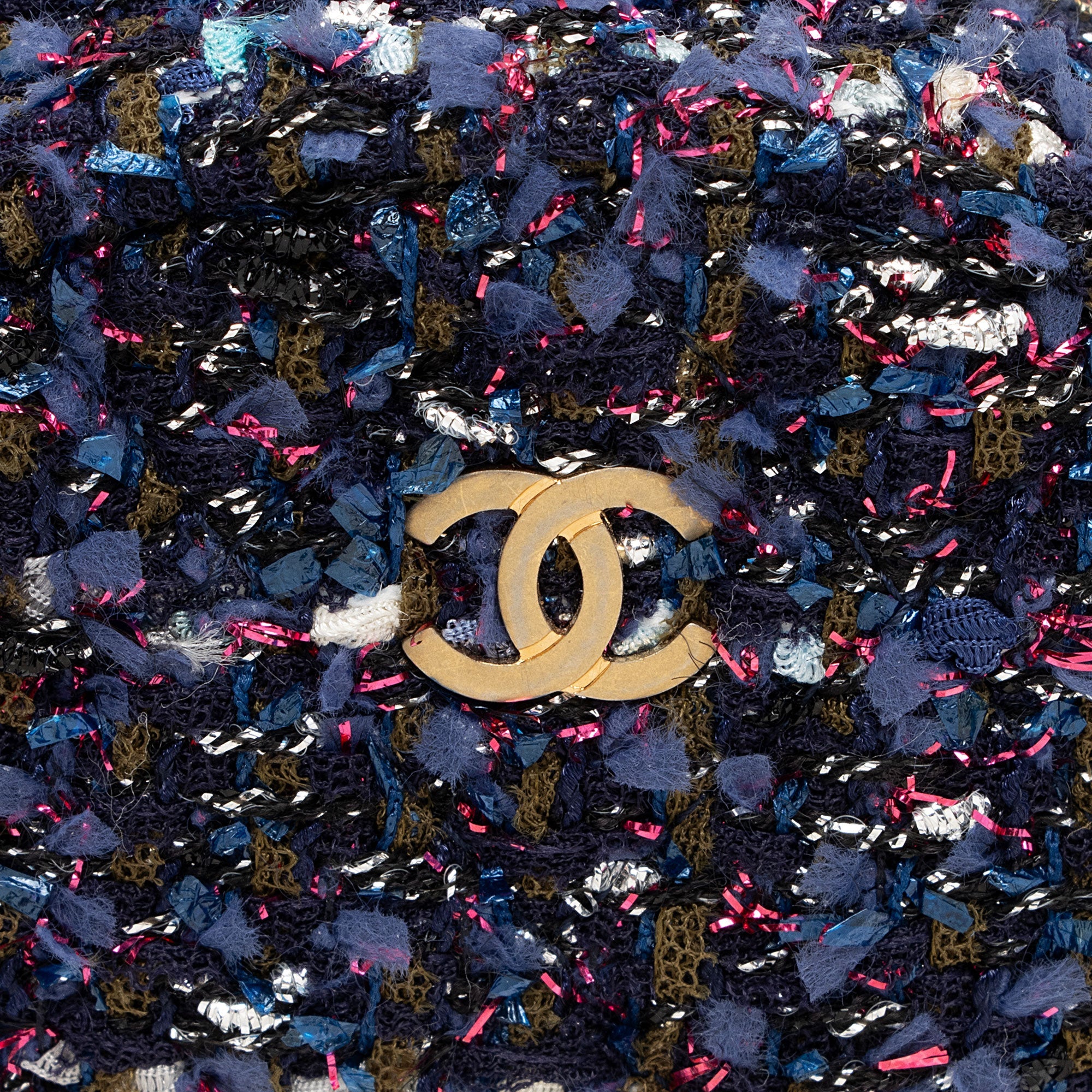 Chanel Tweed CC Round Clutch with Chain