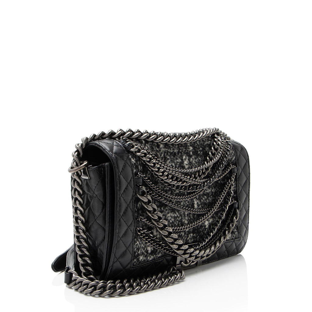 Chanel Tweed Calfskin Paris-Dallas Enchained Old Medium Boy Bag