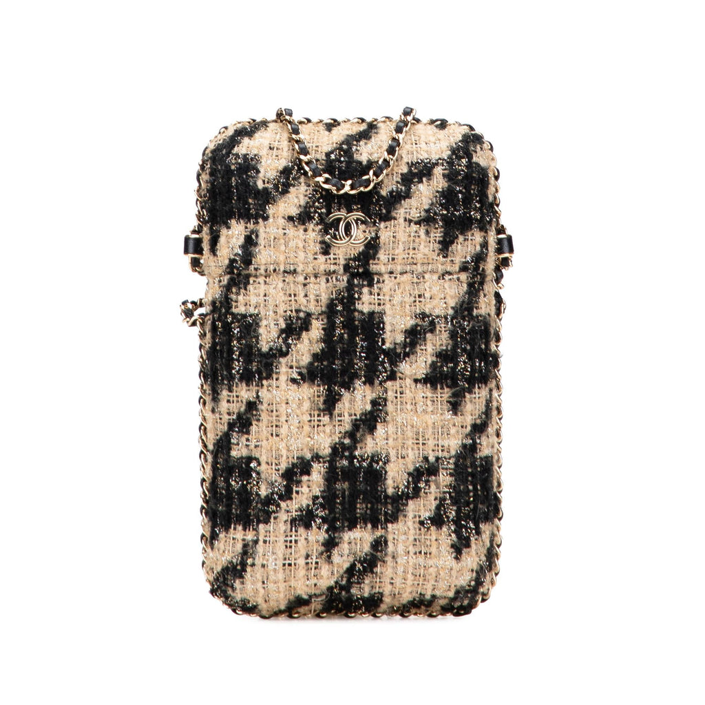 Chanel Tweed Chain Around Phone Holder
