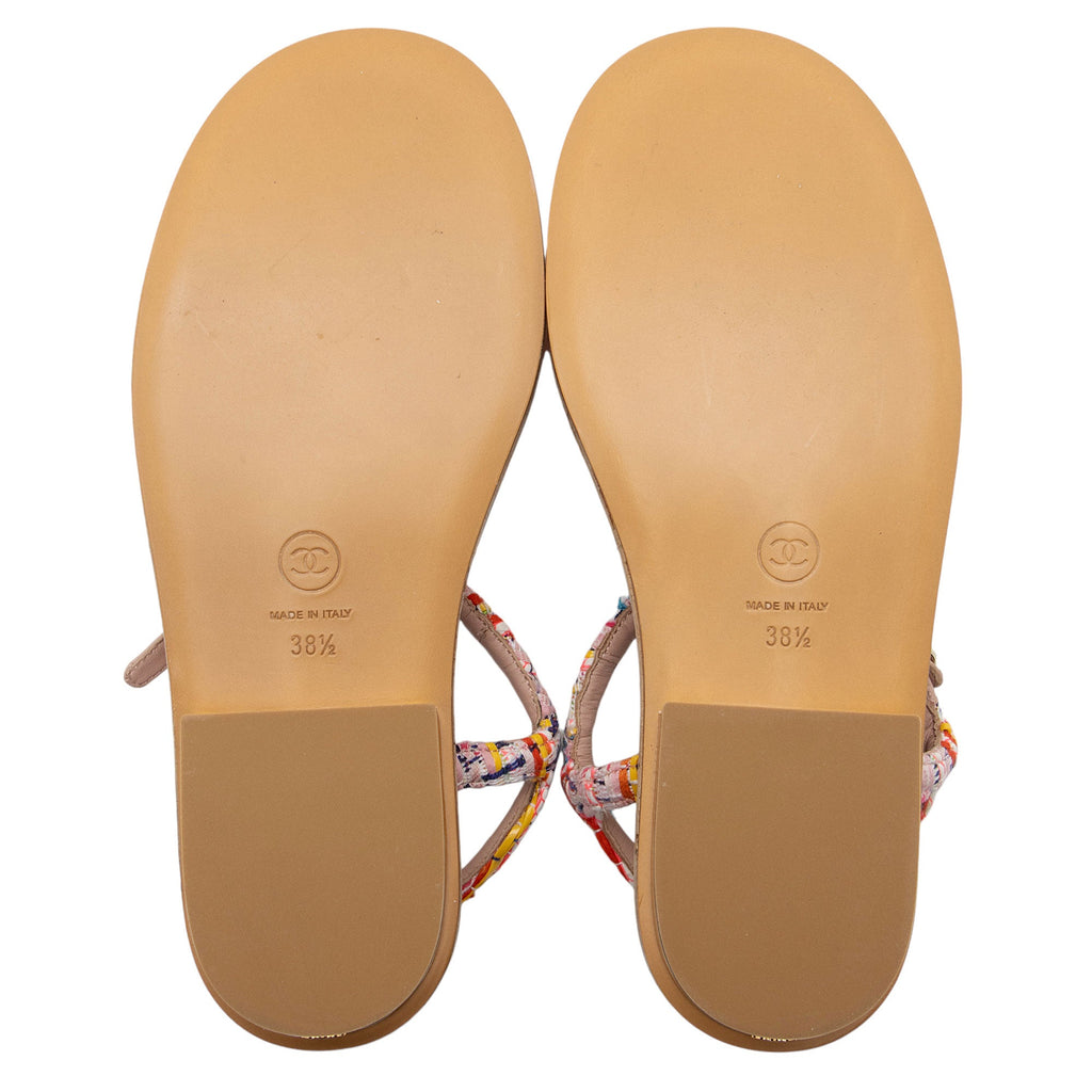 Chanel Tweed Braided Sandals - Size 8.5 / 38.5 (SHF-XCc1iz)
