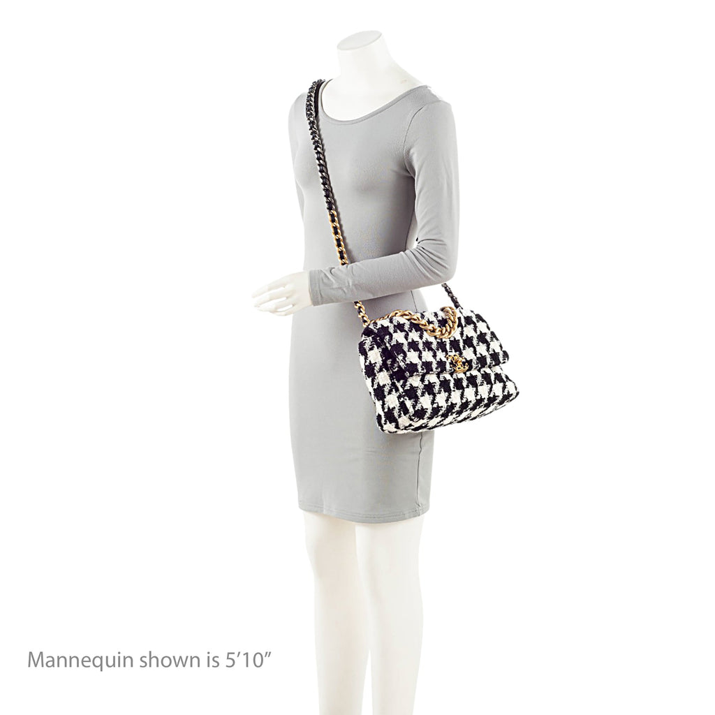 Chanel Tweed Houndstooth 19 Large Flap Shoulder Bag