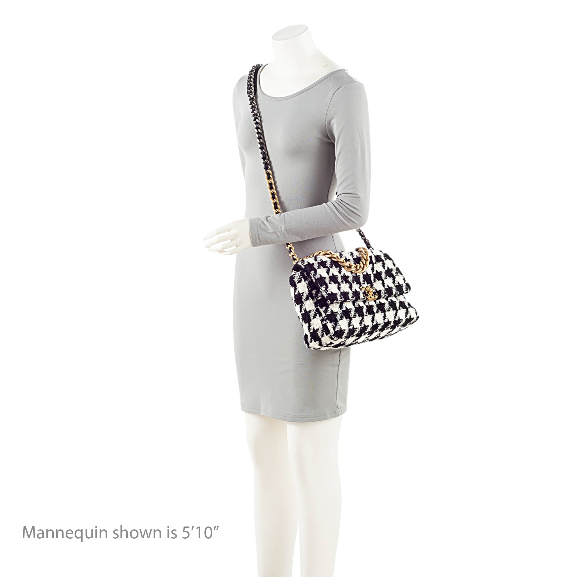 Chanel Tweed Houndstooth 19 Large Flap Shoulder Bag