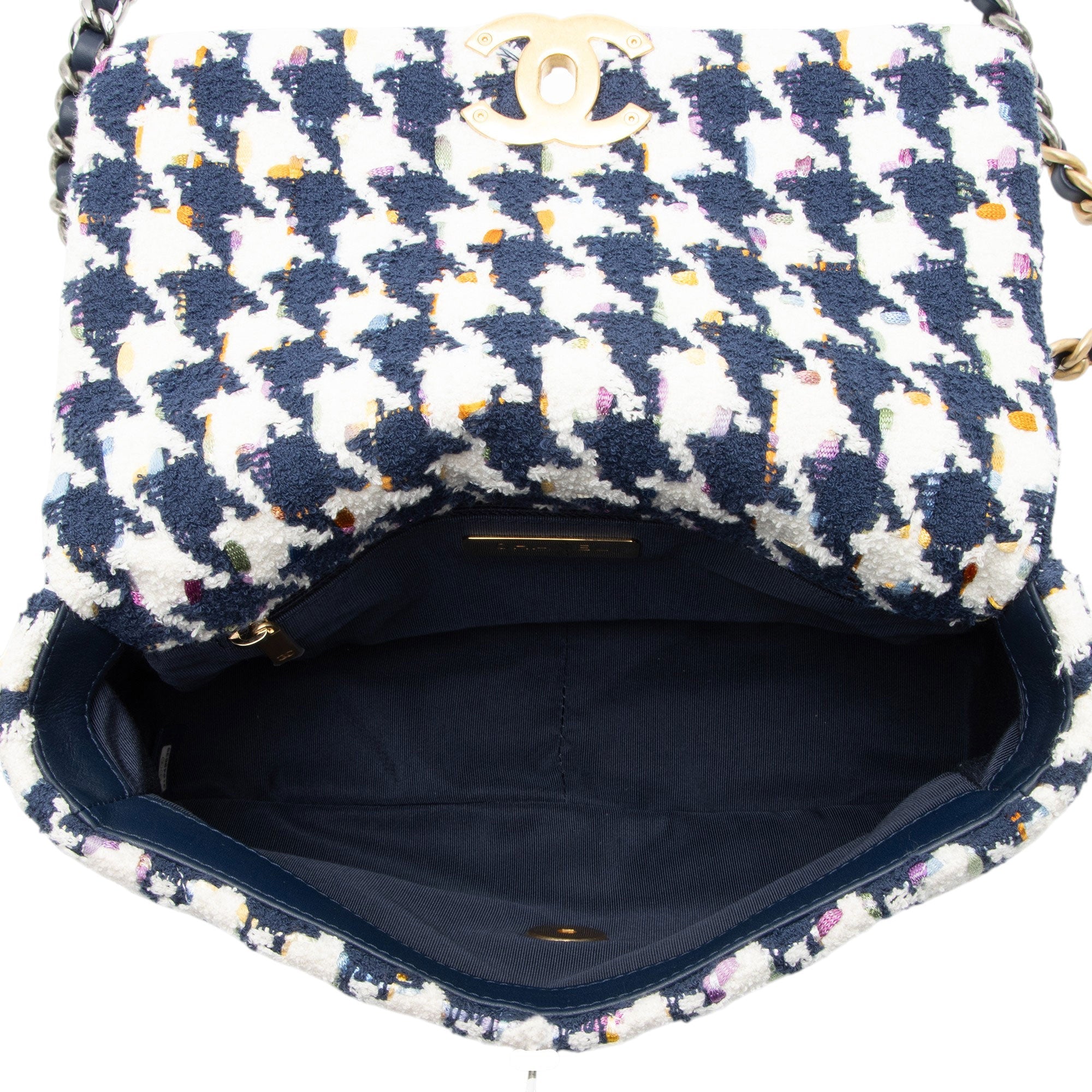 Chanel Tweed Houndstooth 19 Medium Flap Shoulder Bag