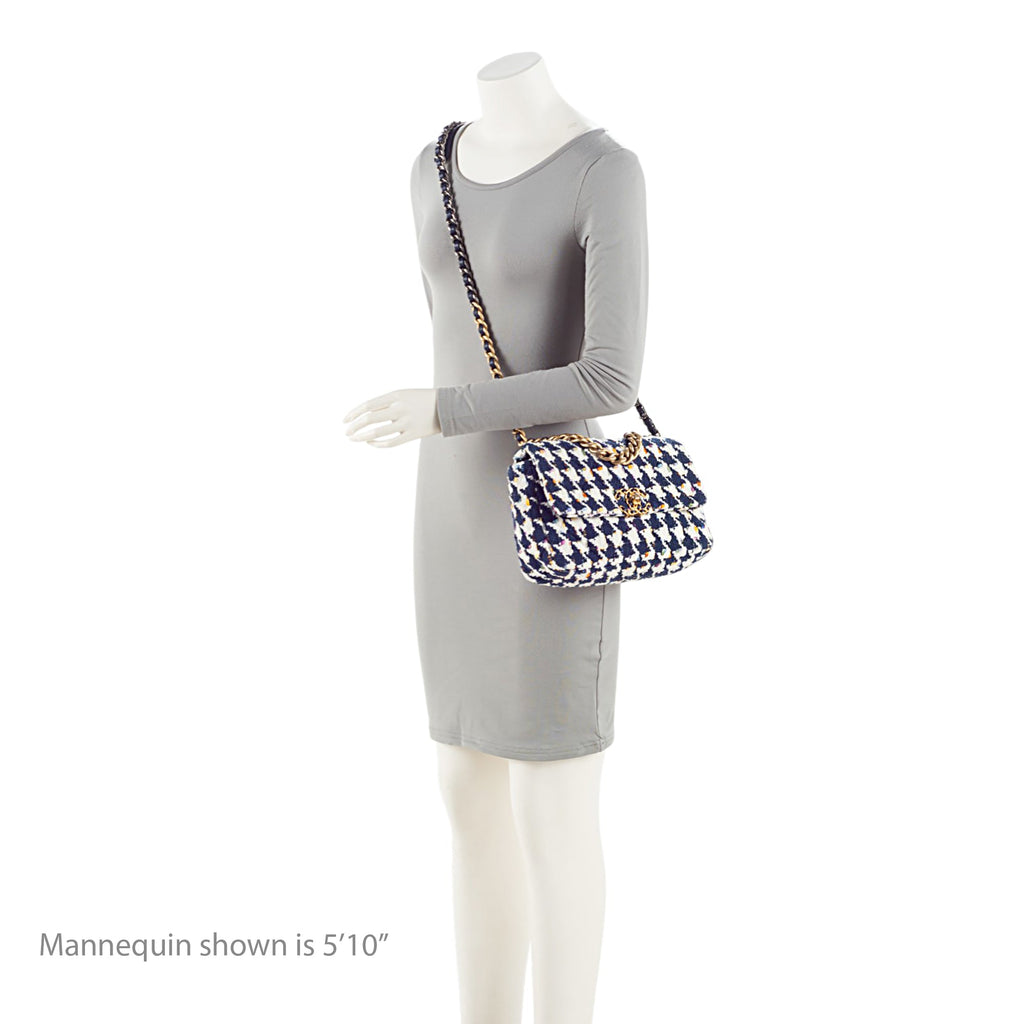 Chanel Tweed Houndstooth 19 Medium Flap Shoulder Bag