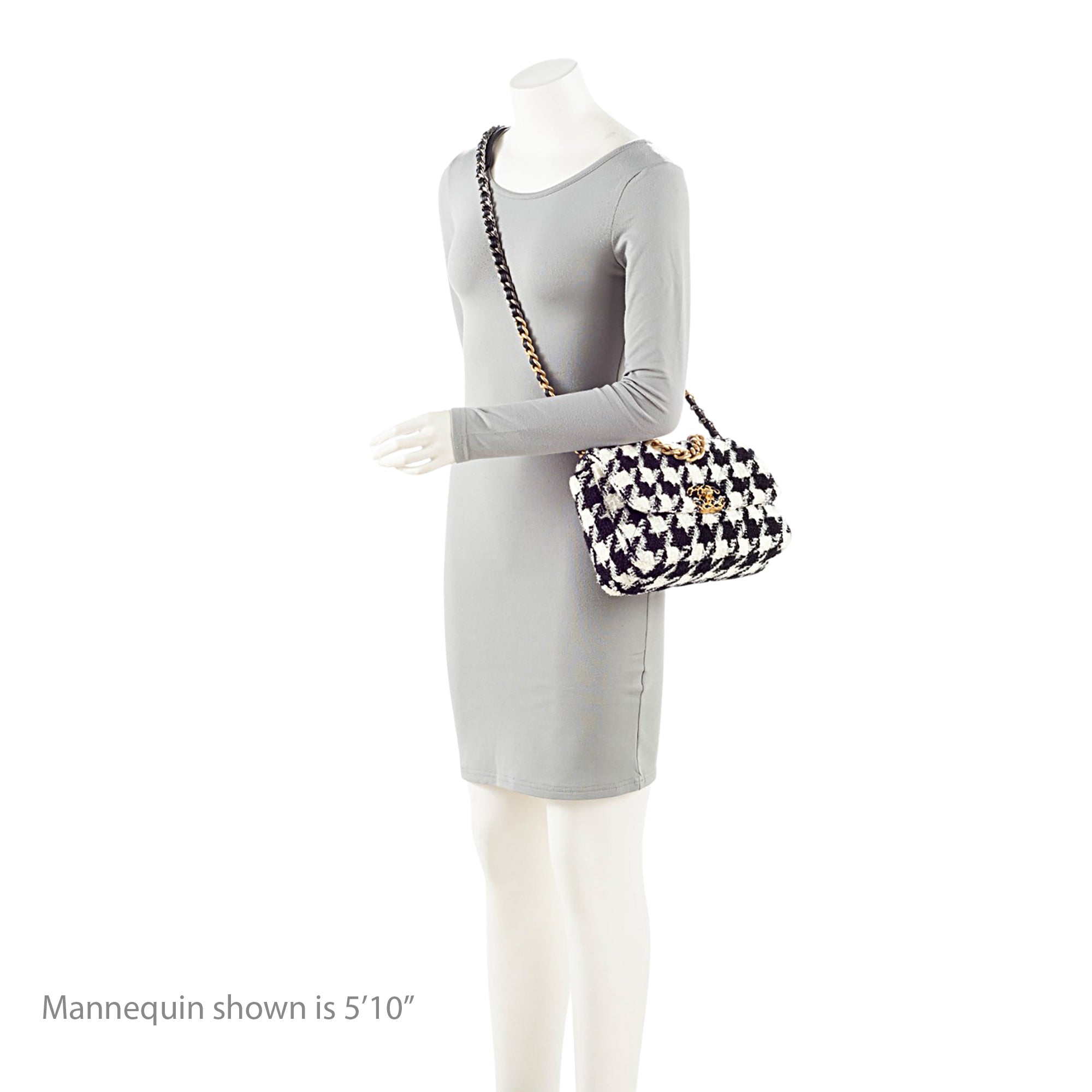 Chanel Tweed Houndstooth 19 Medium Flap Shoulder Bag
