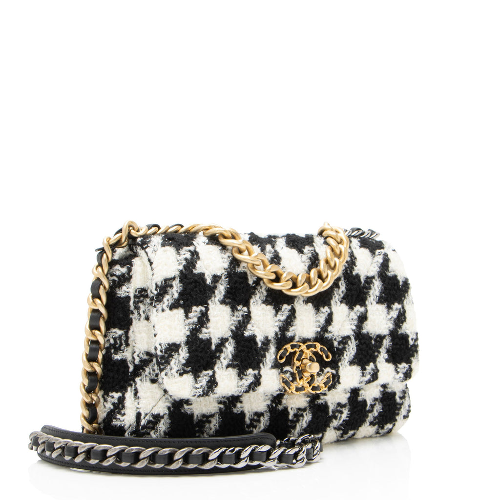Chanel Tweed Houndstooth 19 Medium Flap Shoulder Bag