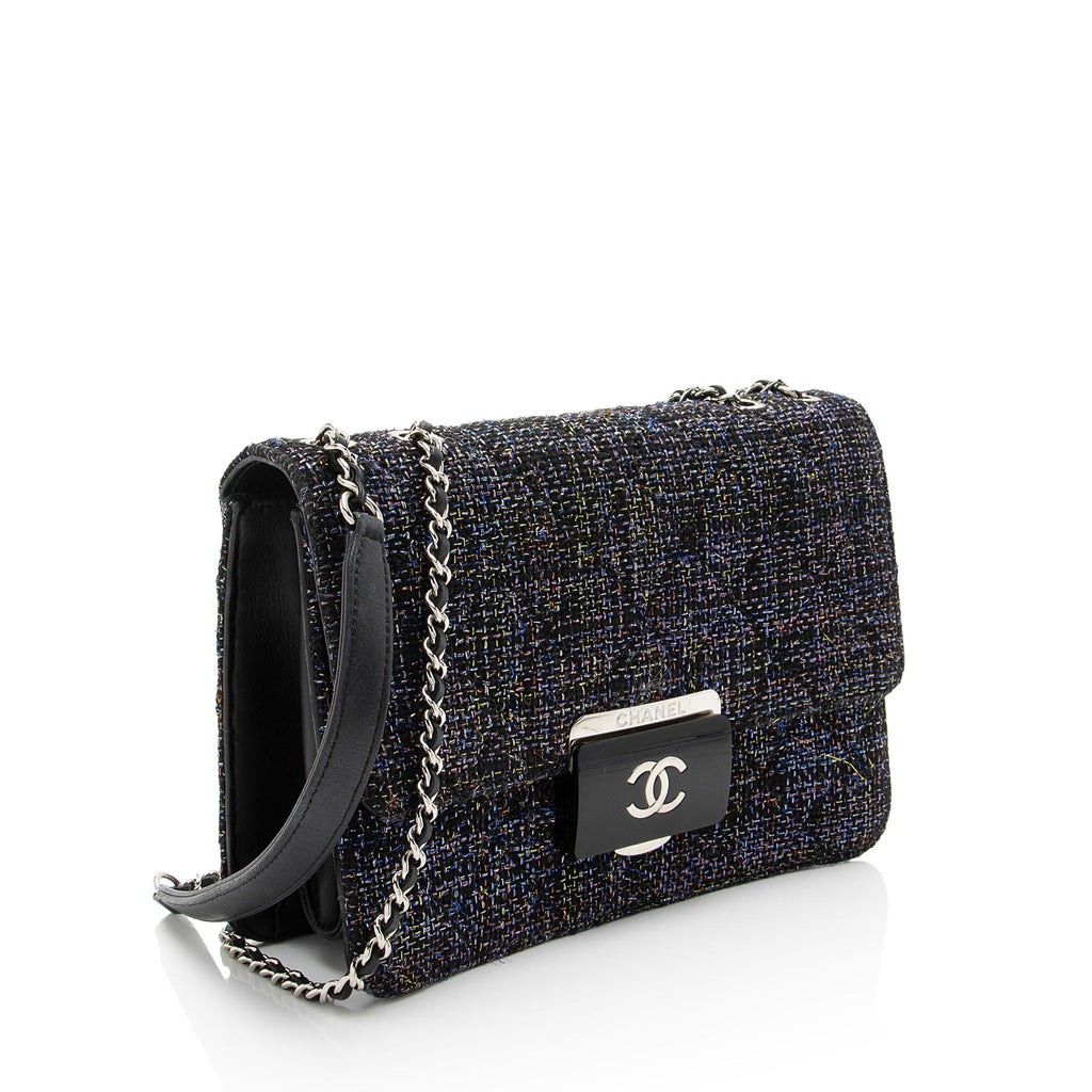 Chanel Tweed Lambskin Beauty Lock Flap Bag