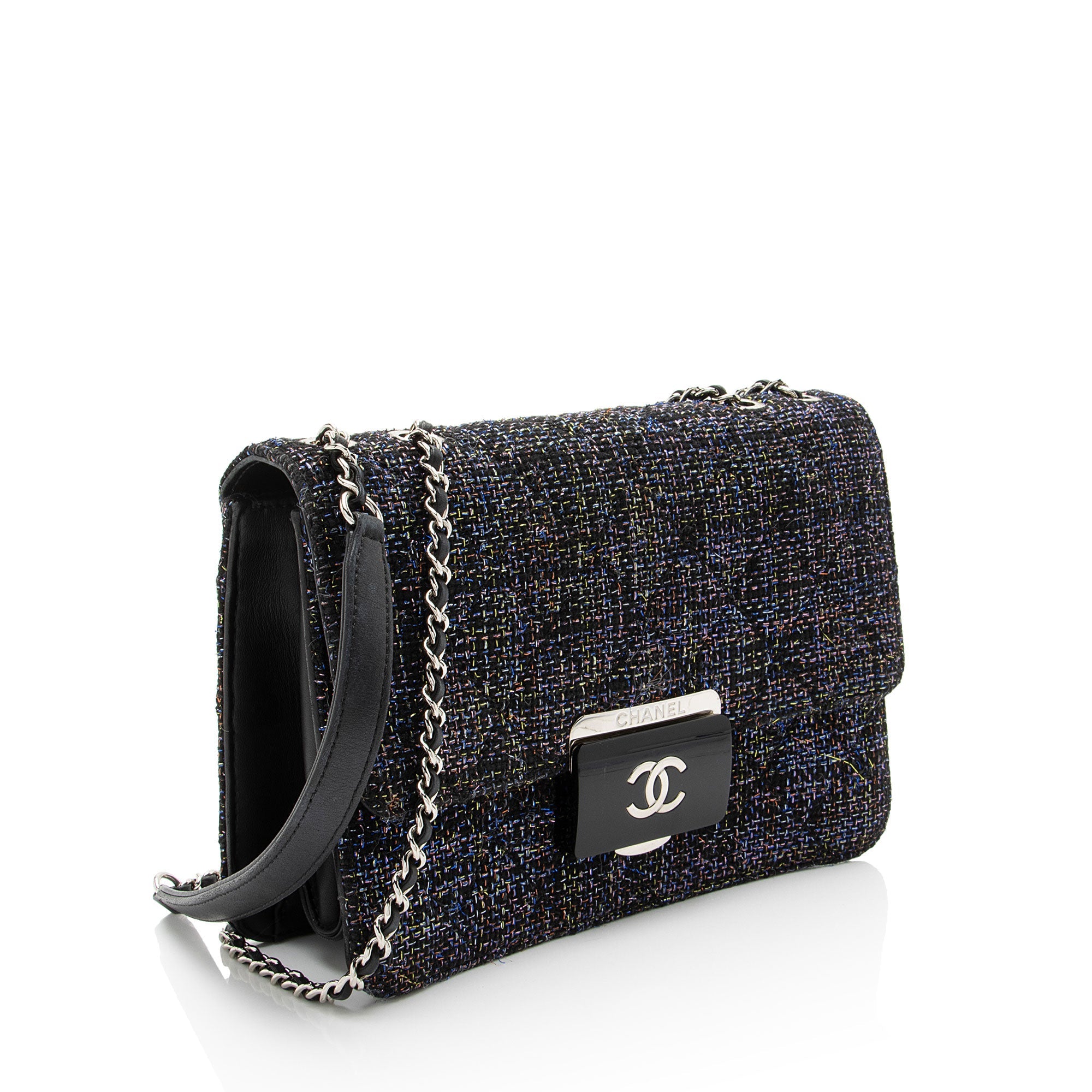 Chanel Tweed Lambskin Beauty Lock Flap Bag
