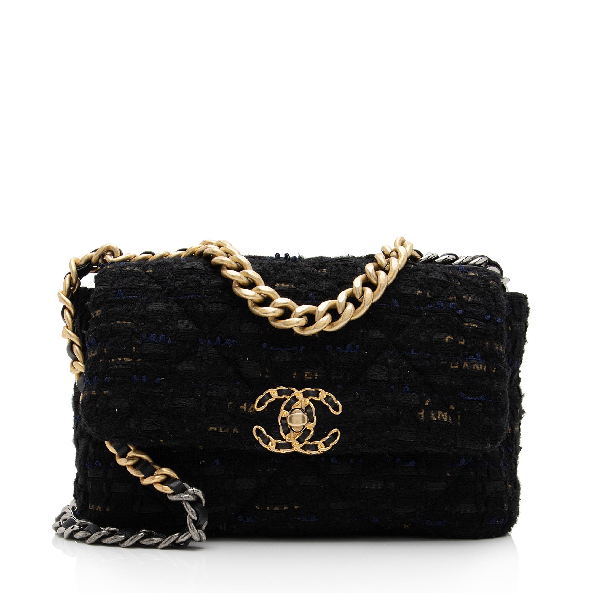 Chanel Tweed Ribbon 19 Medium Flap Shoulder Bag (SHF-xjNEFu)