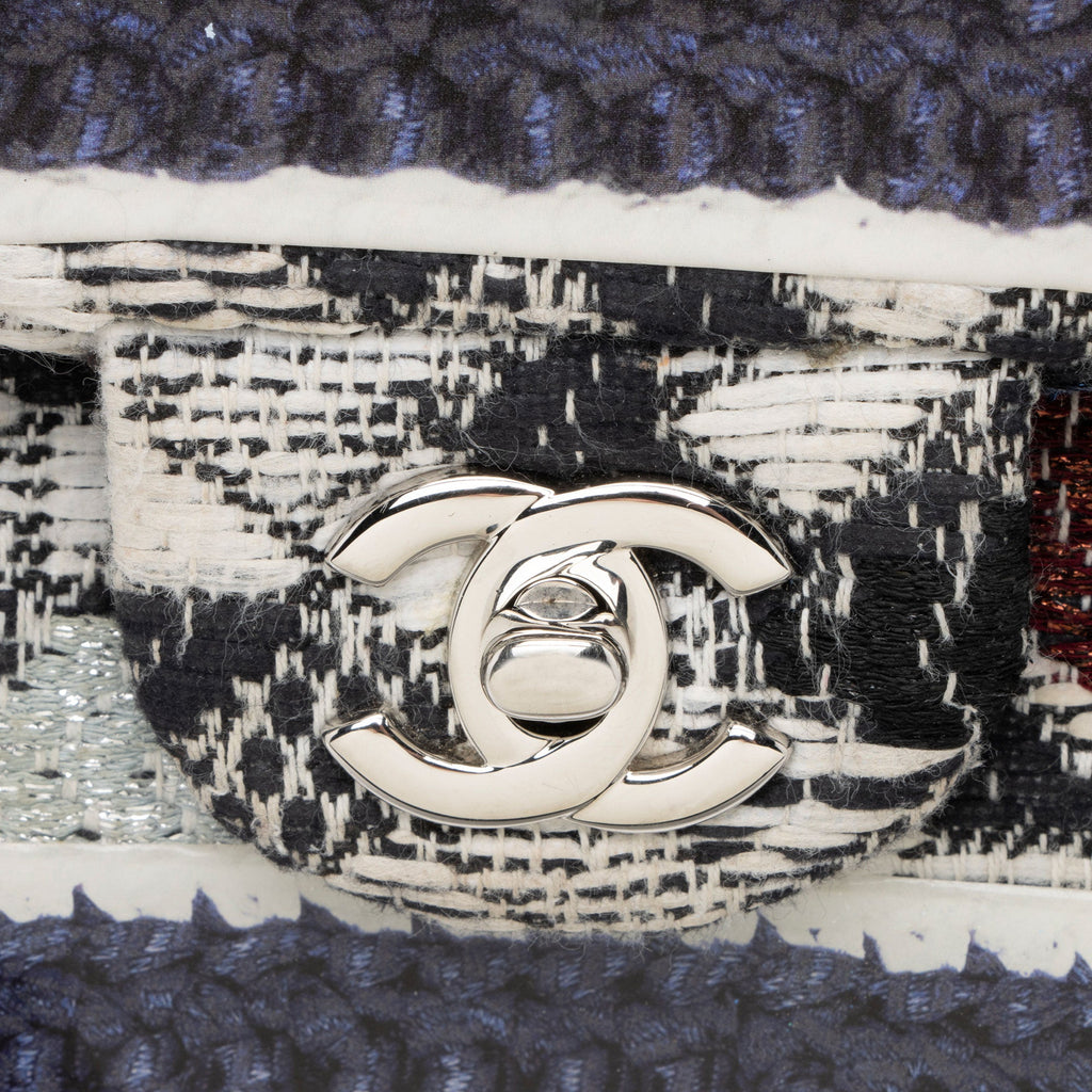 Chanel Tweed Silicone Medium Double Flap Bag