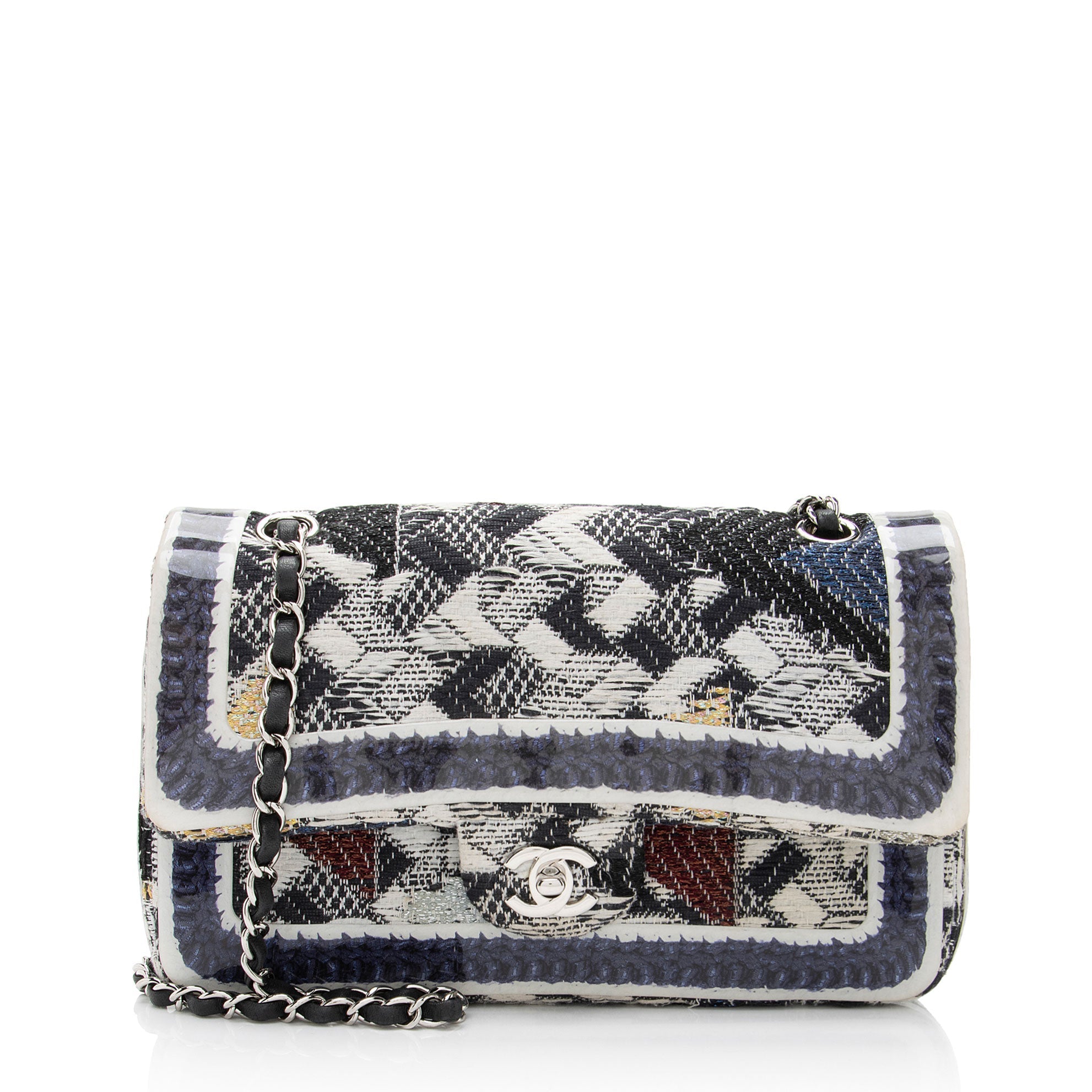 Chanel Tweed Silicone Medium Double Flap Bag