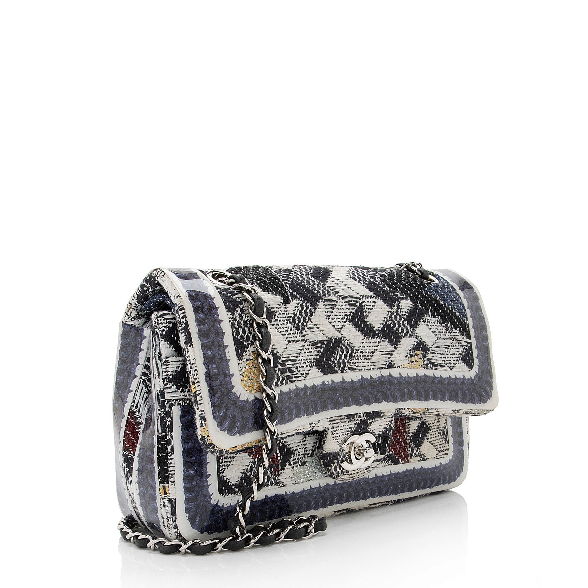 Chanel Tweed Silicone Medium Double Flap Bag