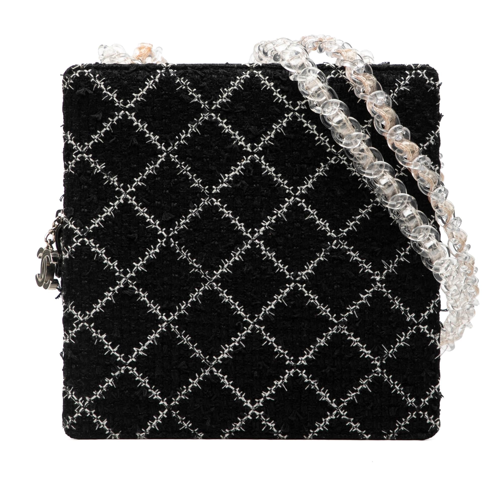 Chanel Tweed and Resin Zipped Chain Shopping Bag