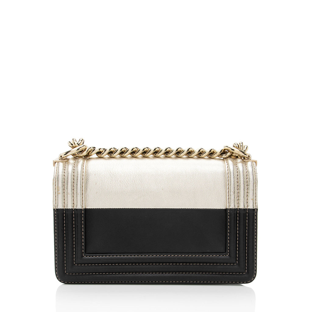 Chanel Two Tone Calfskin Goatskin Small Boy Bag
