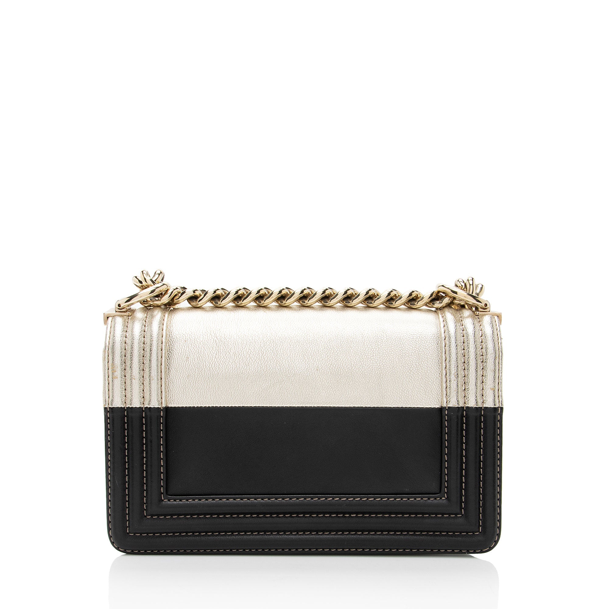 Chanel Two Tone Calfskin Goatskin Small Boy Bag