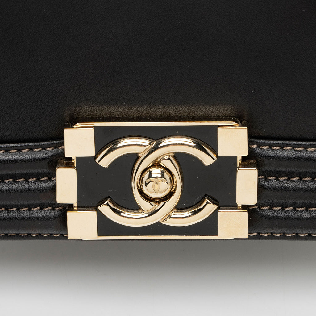 Chanel Two Tone Calfskin Goatskin Small Boy Bag