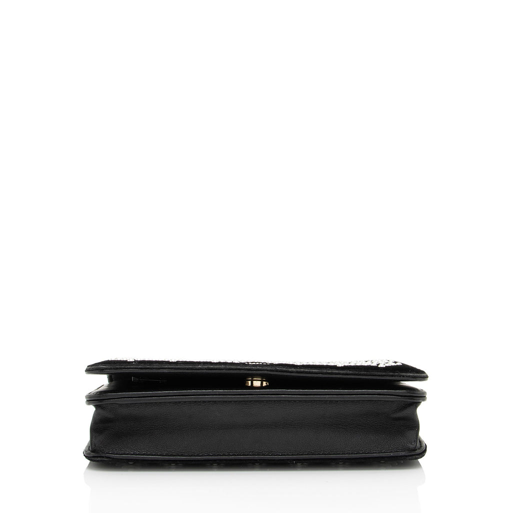 Chanel Velvet Pearl Embellished Wallet on Chain (SHF-aGIZaD)