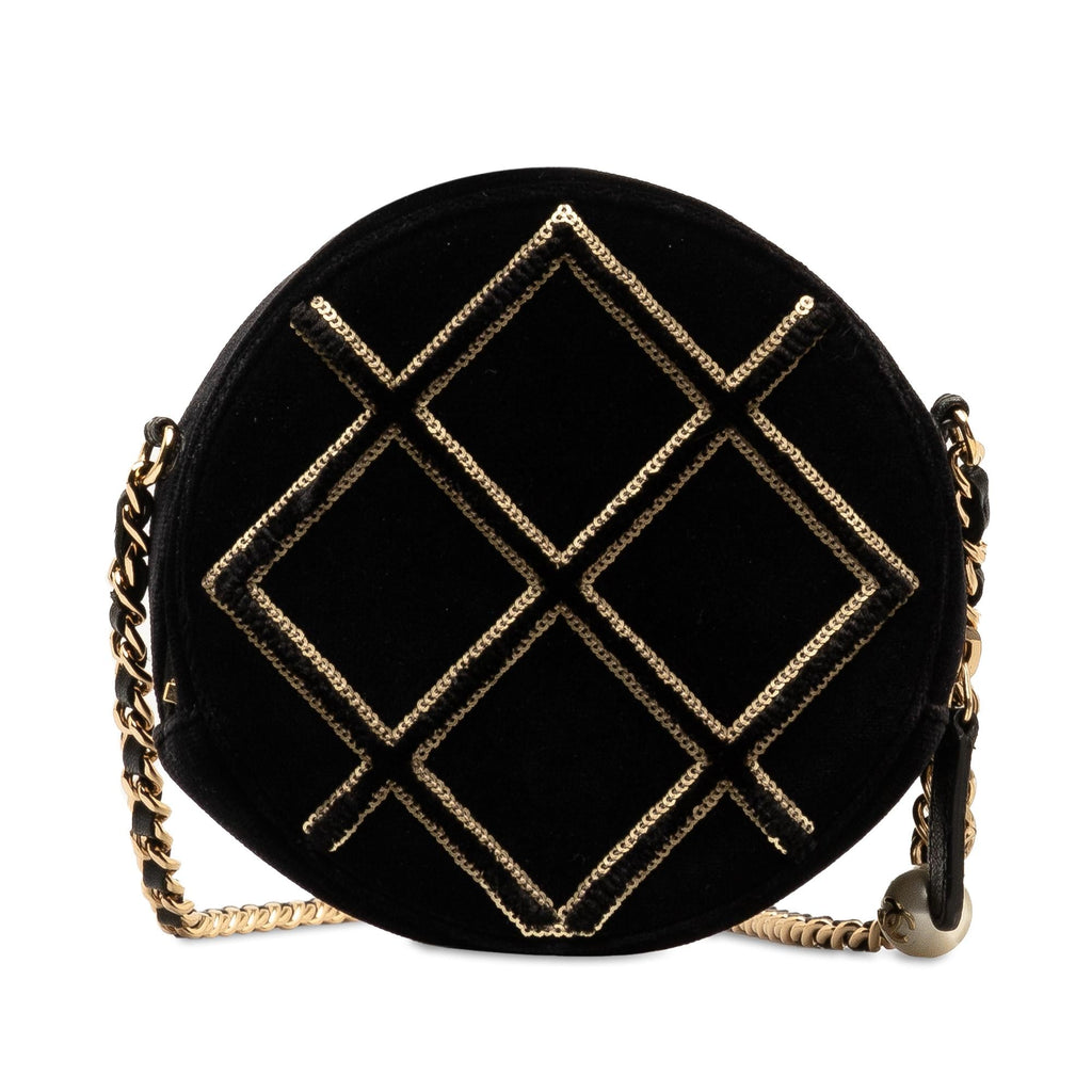 Chanel Velvet Pearl Sequin Round Crossbody