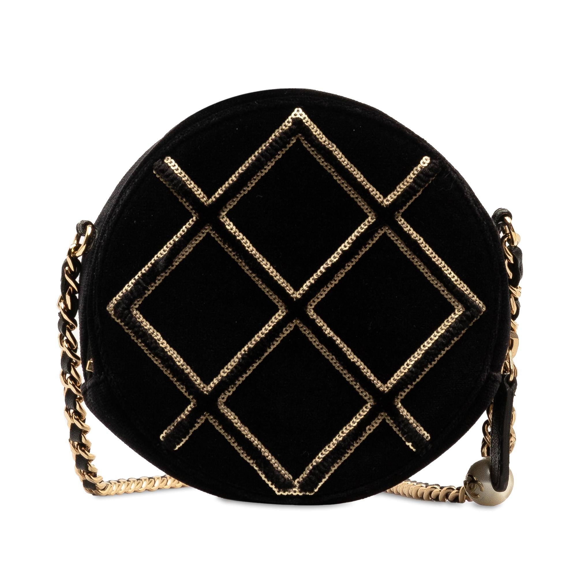 Chanel Velvet Pearl Sequin Round Crossbody